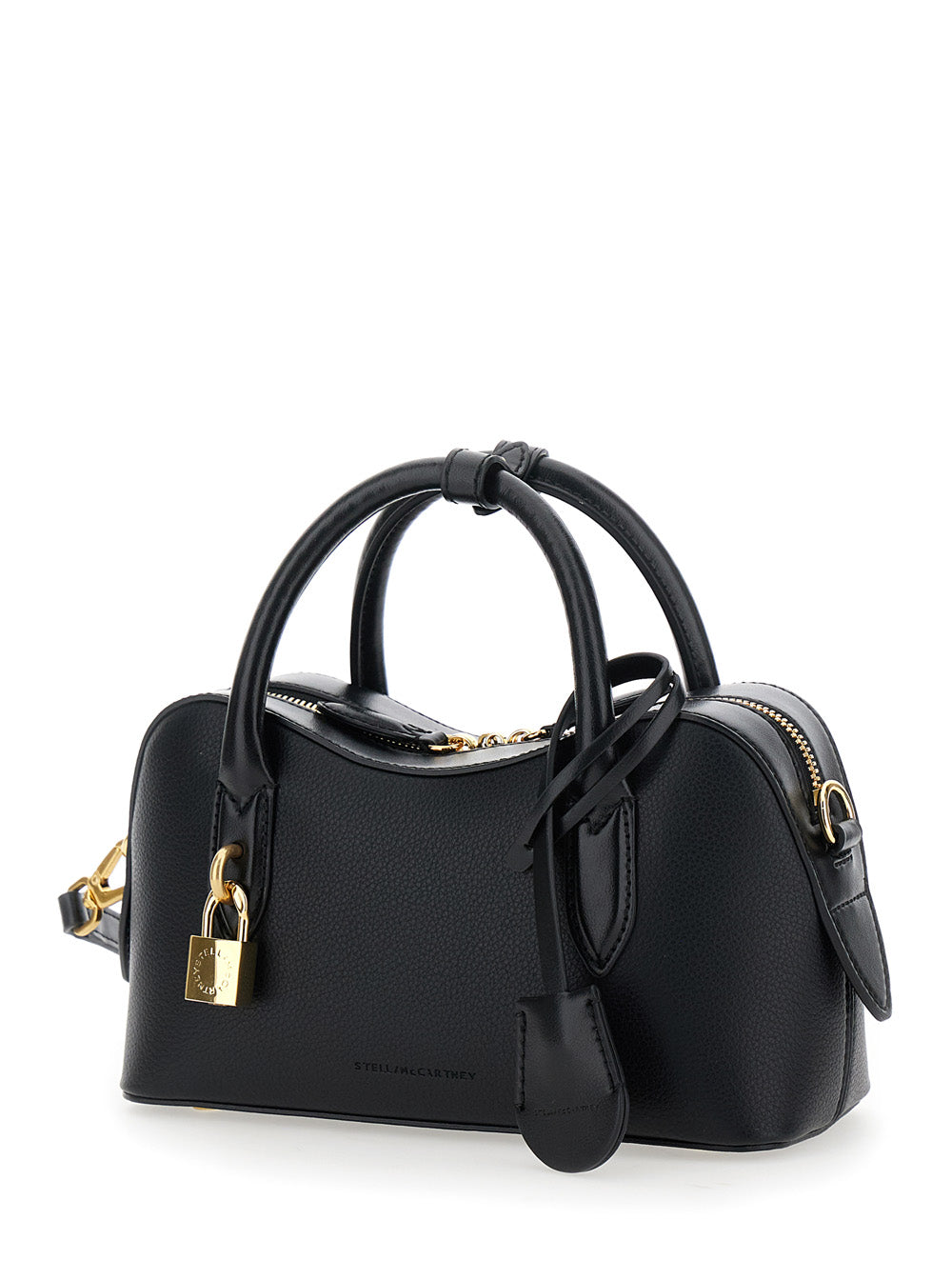 Stella Mccartney Women 'Ryder' Black Small Handbag With Two Top Handles And Front Padlock Detail With Logo In Ecoleather Woman STELLA MCCARTNEY