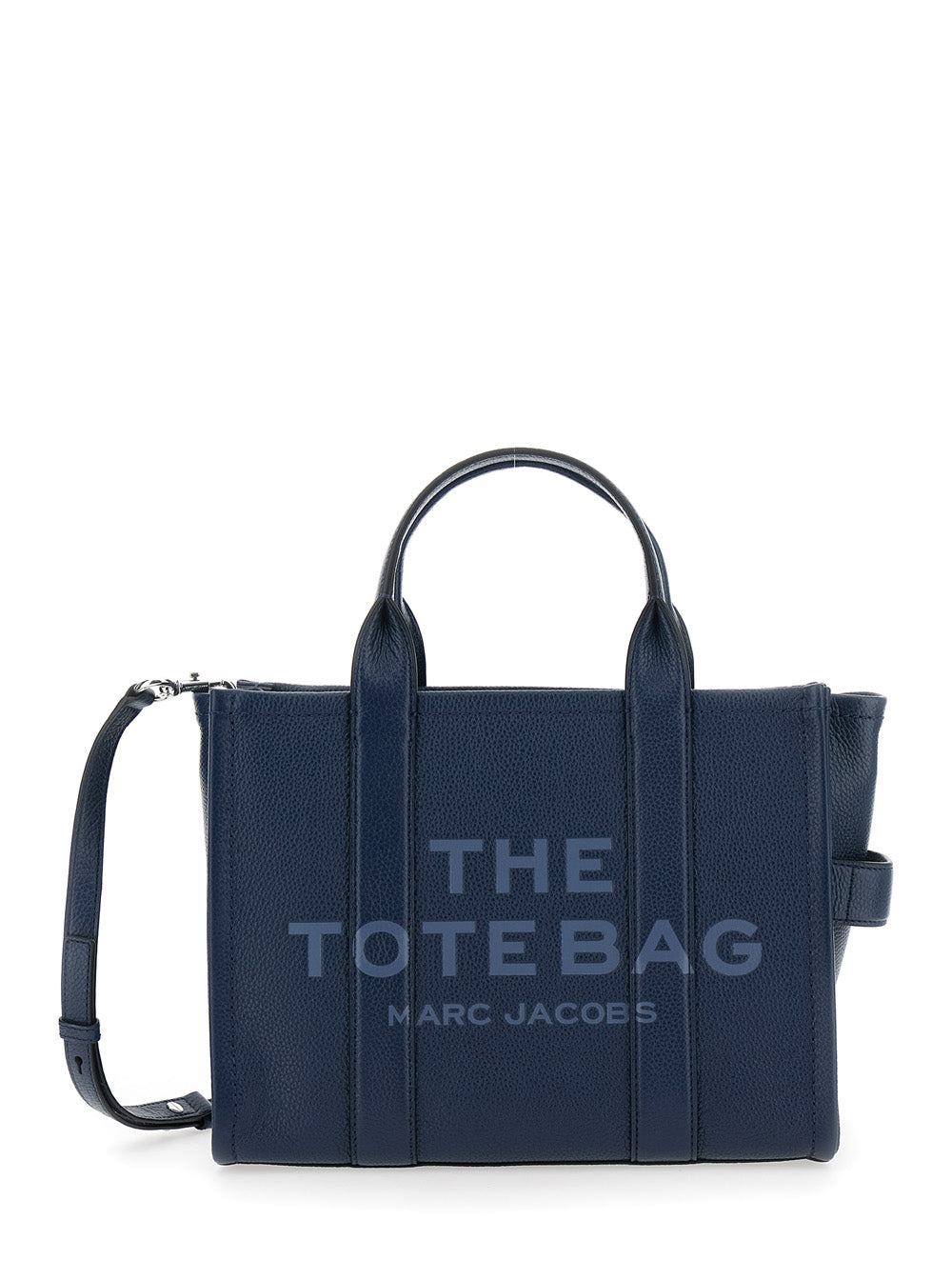Marc Jacobs Women 'The Tote Bag Medium' Blue Bag With Logo Print On The Front In Hammered Leather Woman MARC JACOBS