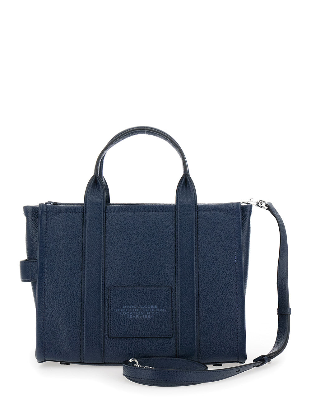Marc Jacobs Women 'The Tote Bag Medium' Blue Bag With Logo Print On The Front In Hammered Leather Woman MARC JACOBS