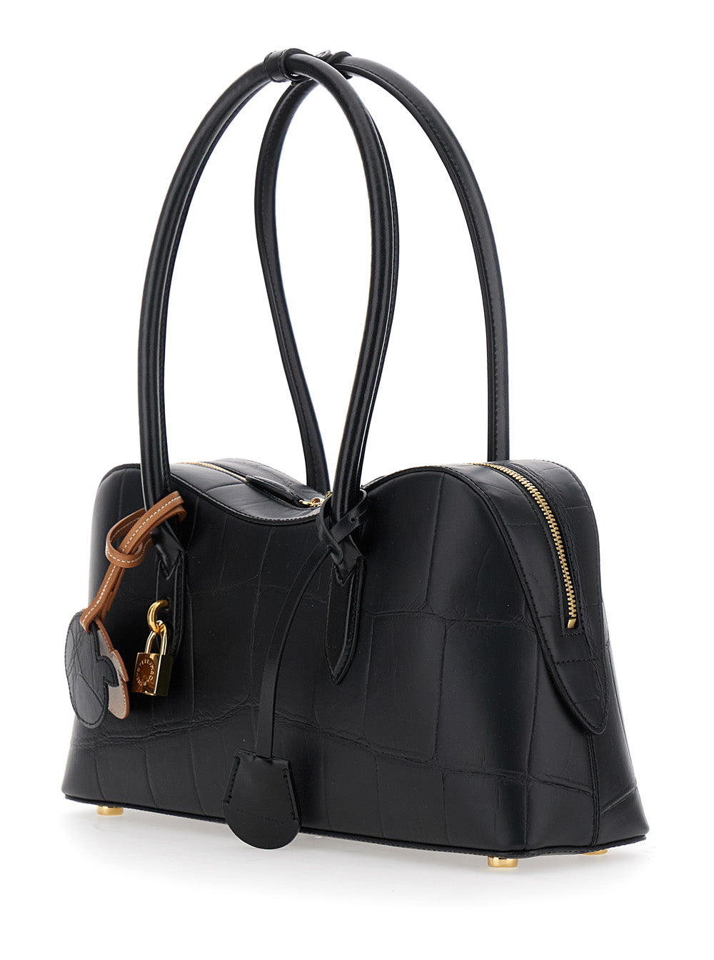 Stella Mccartney Women 'Ryder' Black Medium Handbag With Padlock Detail On The Front And Two Top Handles In Ecoleather Woman STELLA MCCARTNEY