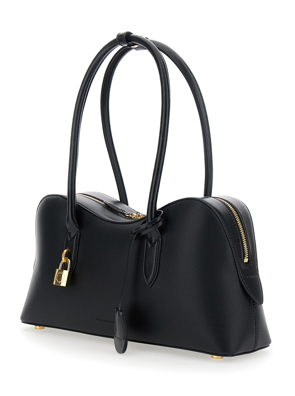 Stella Mccartney Women 'Ryder' Black Handbag With Two Top Handles And Front Padlock Detail With Logo In Ecoleather Woman STELLA MCCARTNEY