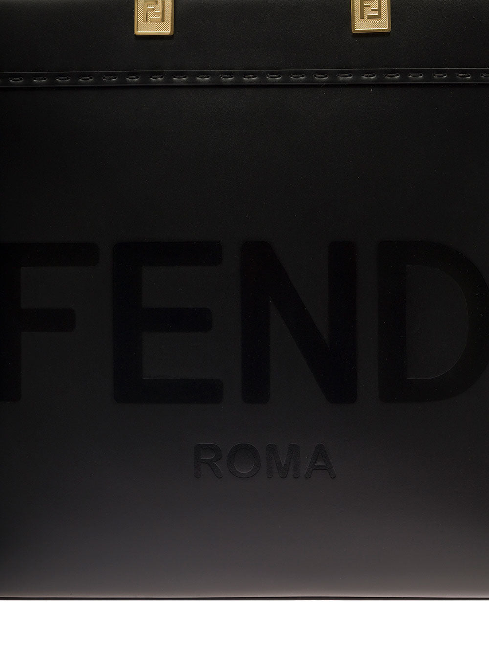Fendi Women Handbag 'Sunshine' With Embossed Logo And Turtle Effect Handle In Black Leather For Women FENDI
