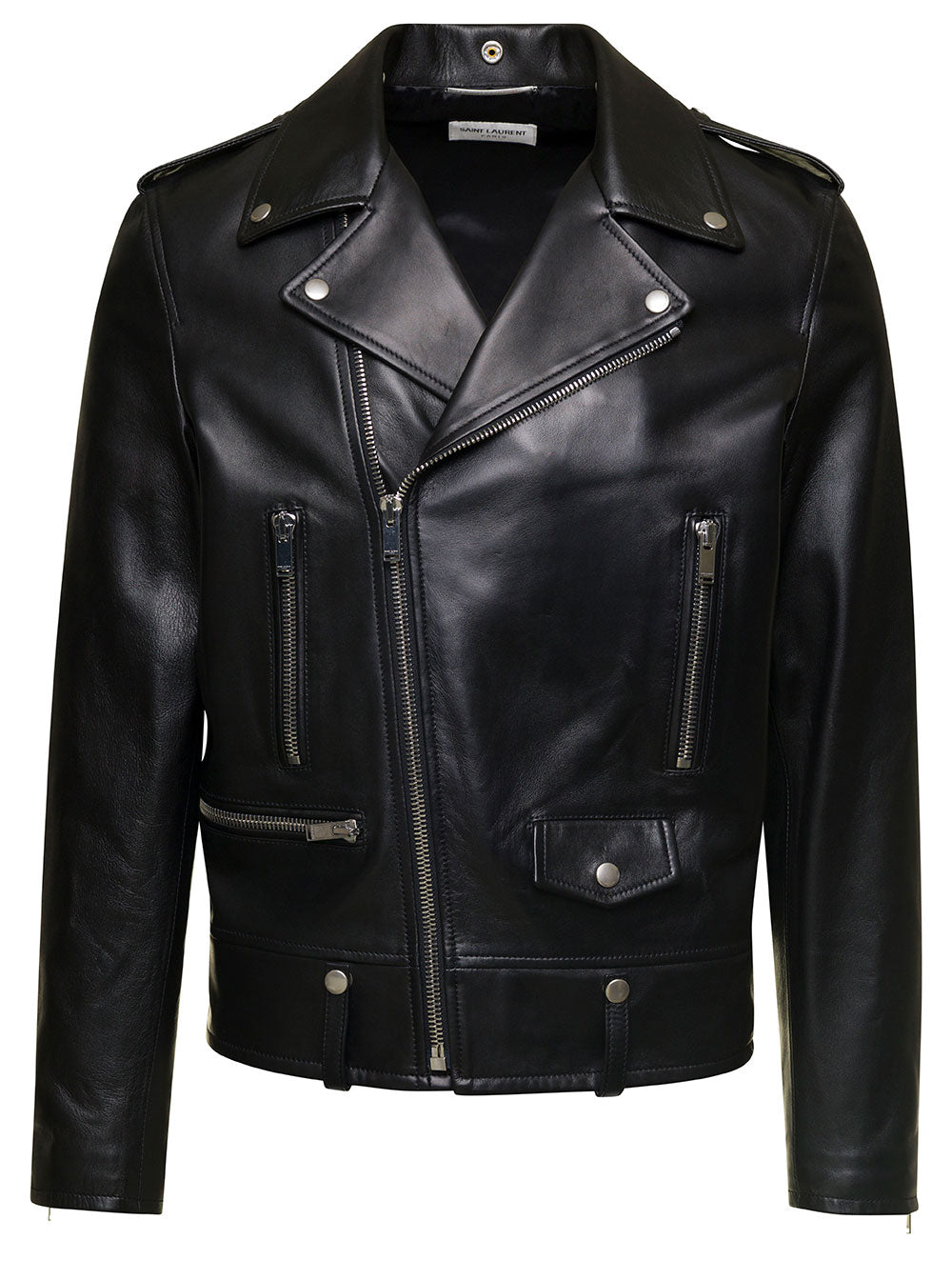 Saint Laurent Men Biker Jacket With Zipped Pockets In Smooth Leather SAINT LAURENT