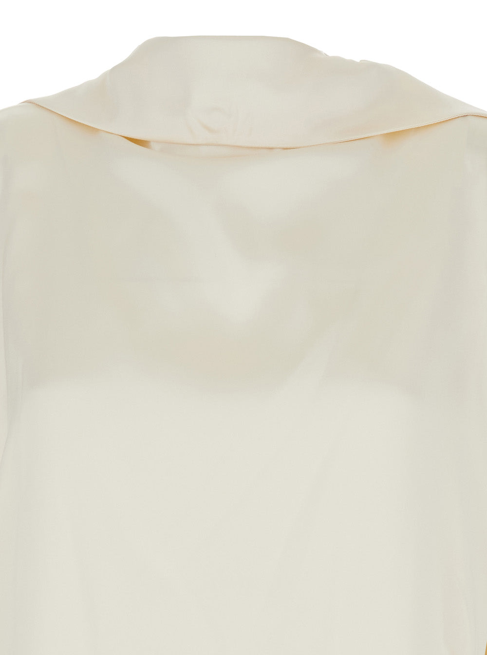 Phoebe Philo Women White Stretch Silk High Neck Blouse With Knot Detail For Women PHOEBE PHILO