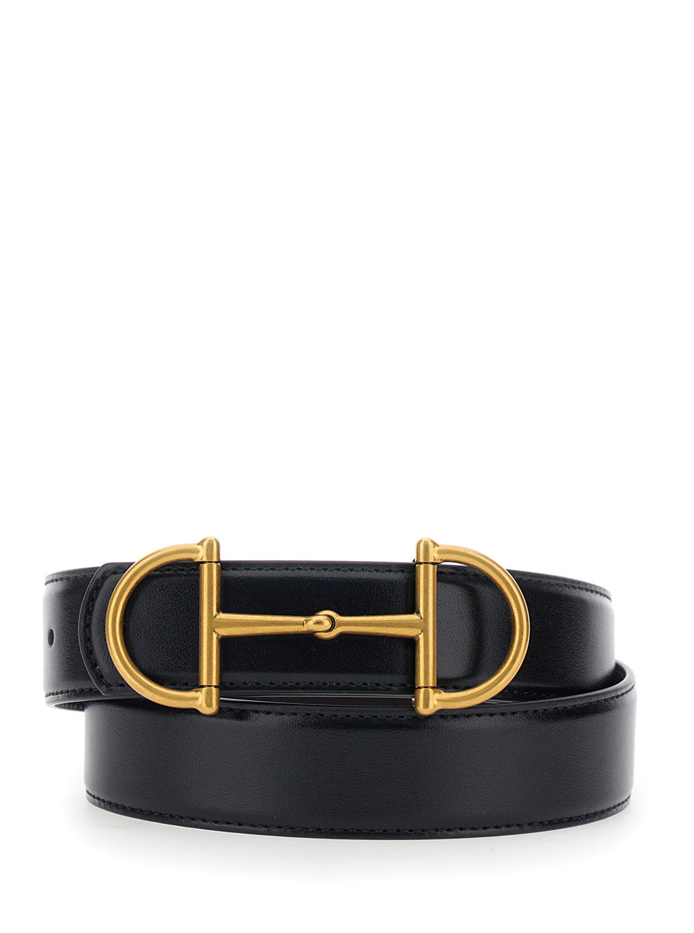 Gucci Men Black Reversible Belt With Horsebit On The Front In Leather Man GUCCI