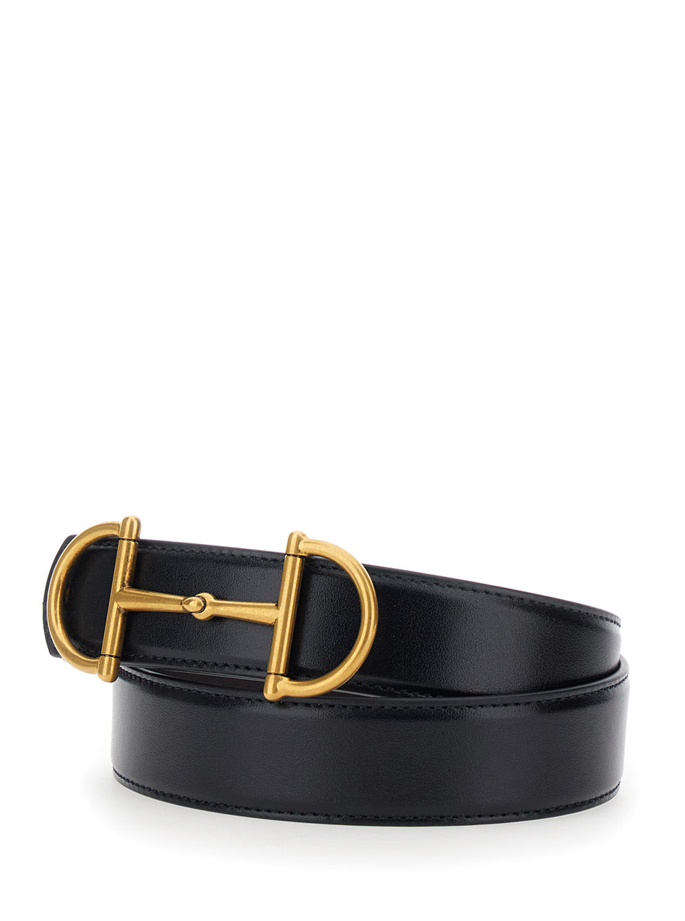 Gucci Men Black Reversible Belt With Horsebit On The Front In Leather Man GUCCI