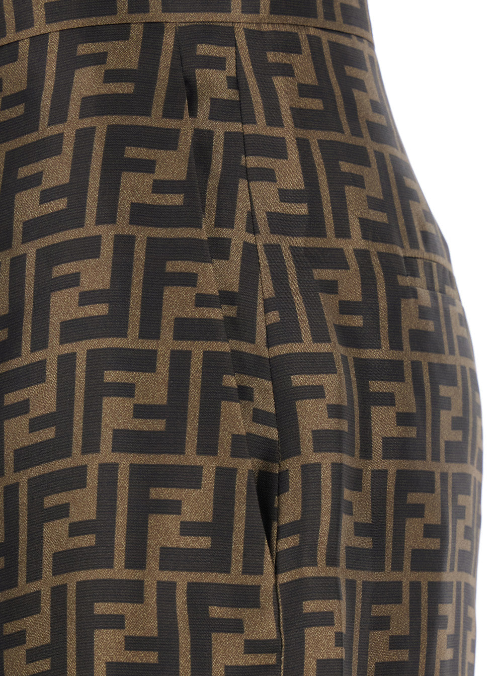 Fendi Women Brown Pants With Wide Leg And All-Over Ff Motif In Silk Woman FENDI