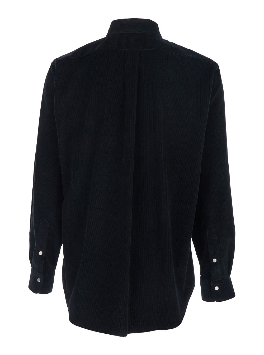 Fendi Men Black Shirt With Button-Down Collar And Ff Embroidery On The Front In Corduroy Man FENDI