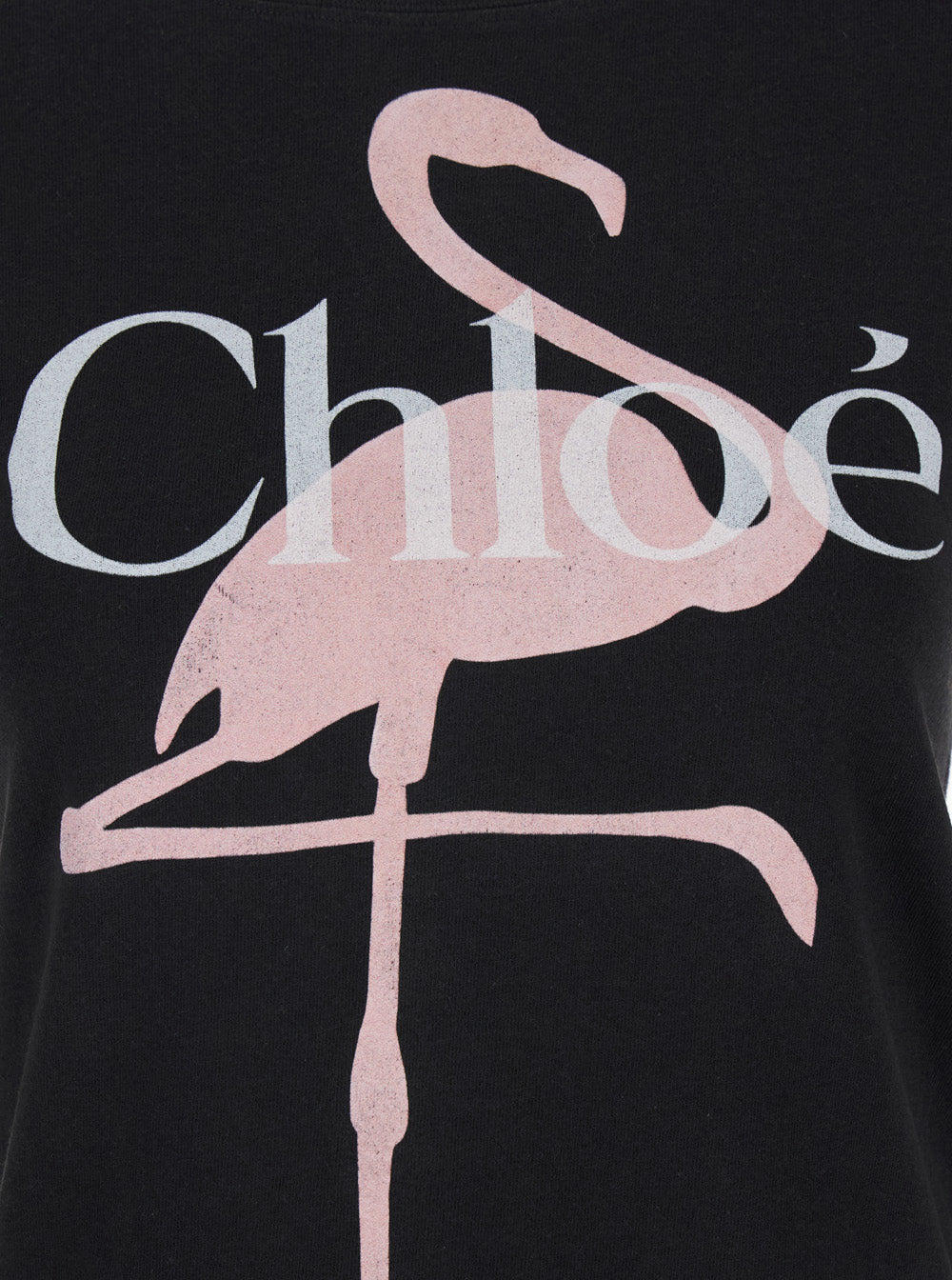 Chloé Women Black Crew Neck T-Shirt With Large Logo Print On The Front In Cotton For Women CHLOE