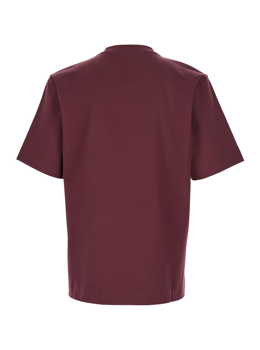 Fendi Men Bordeaux Crewneck T-Shirt With Ff Plaque On The Front In Cotton Man FENDI