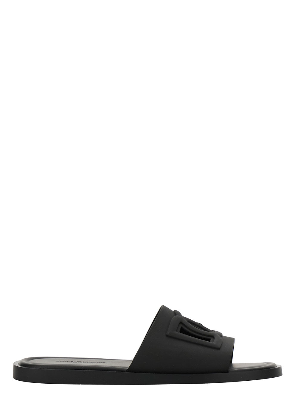 Dolce & Gabbana Men Black Slip-On Sandals With Logo Detail In Rubber For Men DOLCE & GABBANA