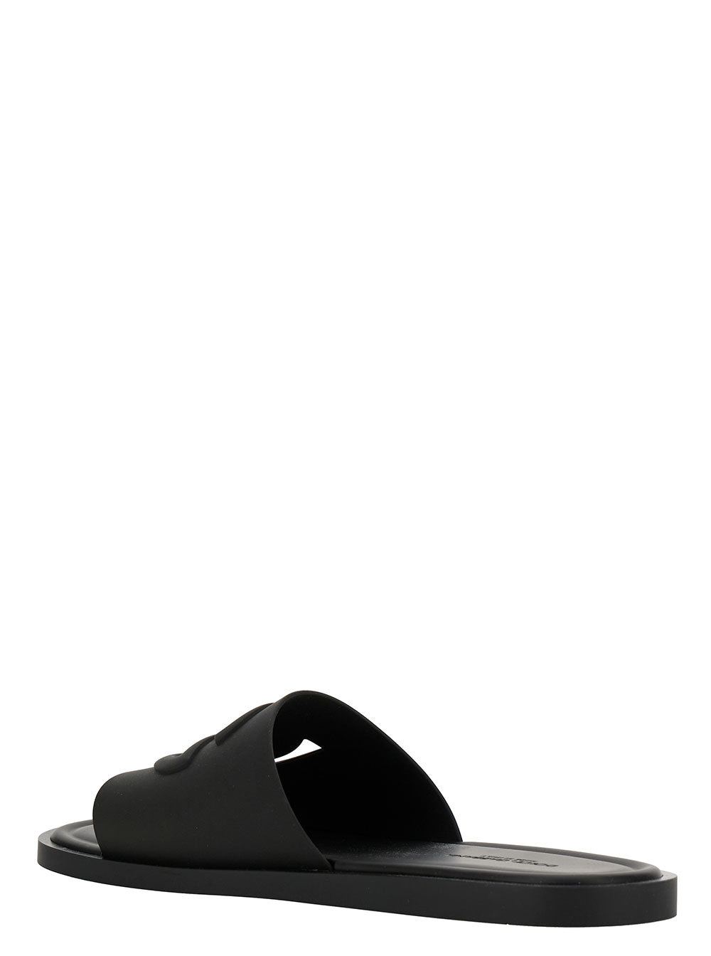 Dolce & Gabbana Men Black Slip-On Sandals With Logo Detail In Rubber For Men DOLCE & GABBANA