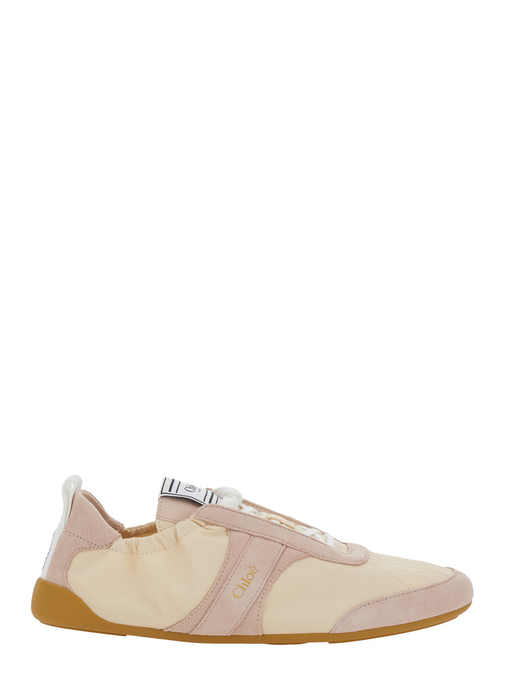 Chloé Women Sneaker 'Kick' With Side Lettering Logo And Elasticized Details In Beige Fabric For Women CHLOE