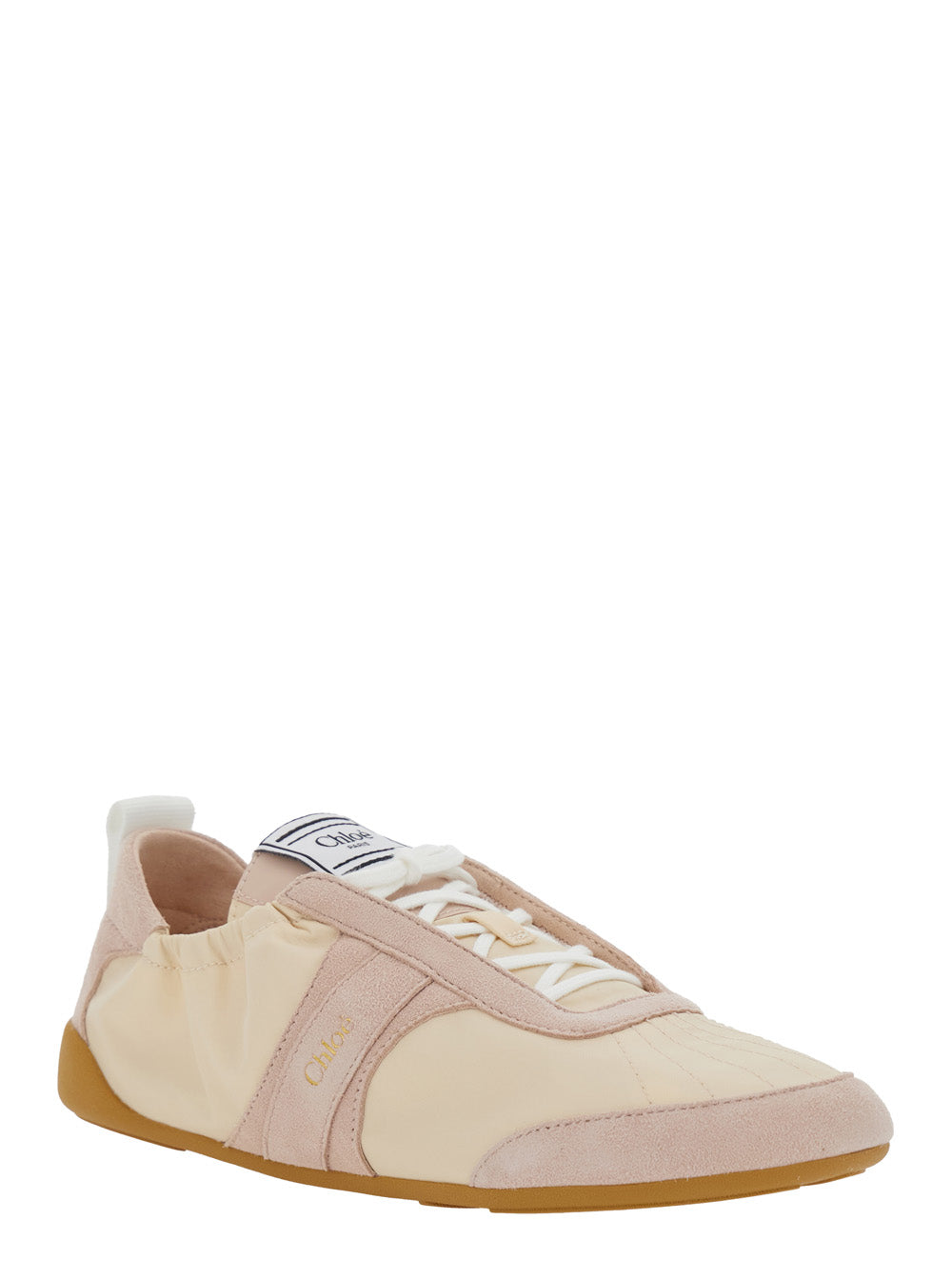 Chloé Women Sneaker 'Kick' With Side Lettering Logo And Elasticized Details In Beige Fabric For Women CHLOE