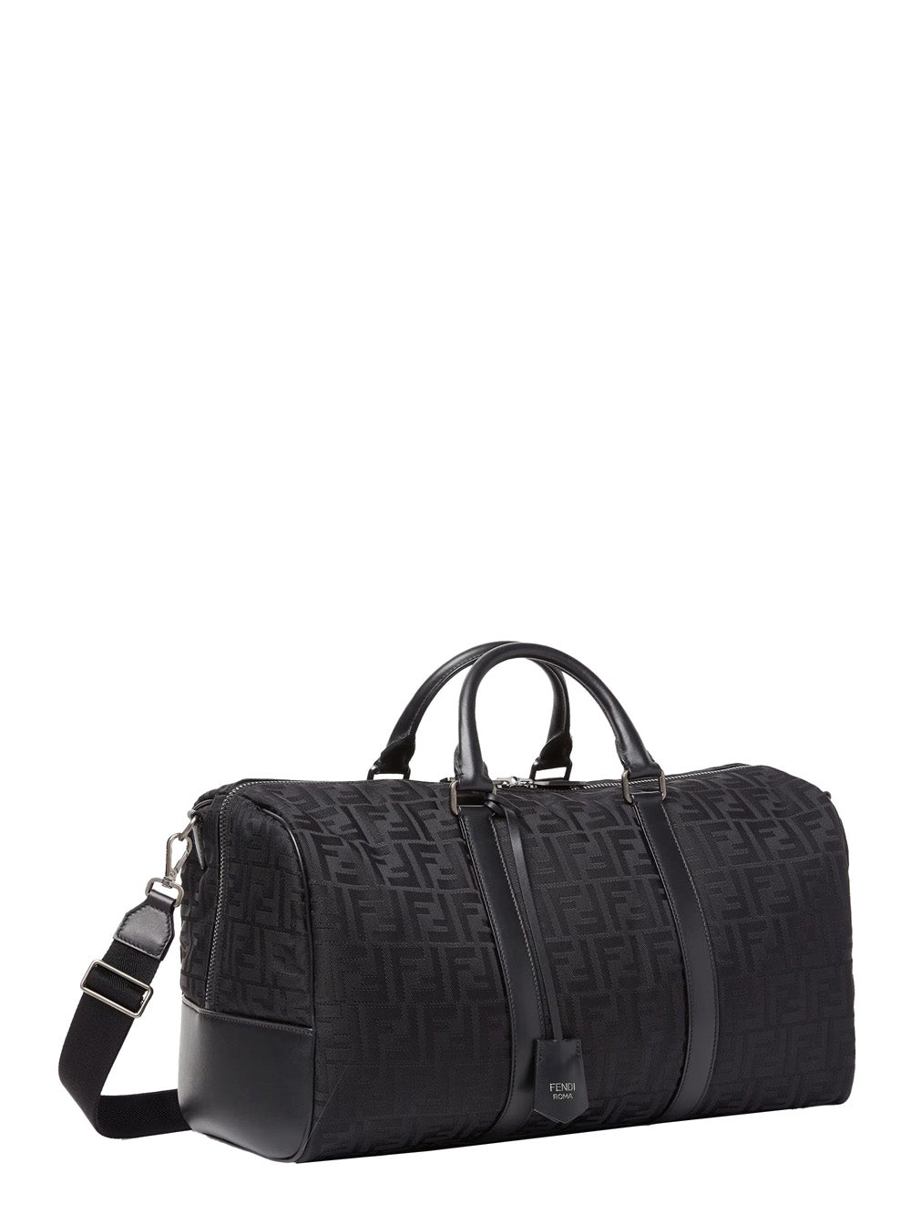 Fendi Men Black Suitcase With Adjustable And Removable Shoulder Strap And Padlock With Logo Lettering In Tech Fabric Man FENDI