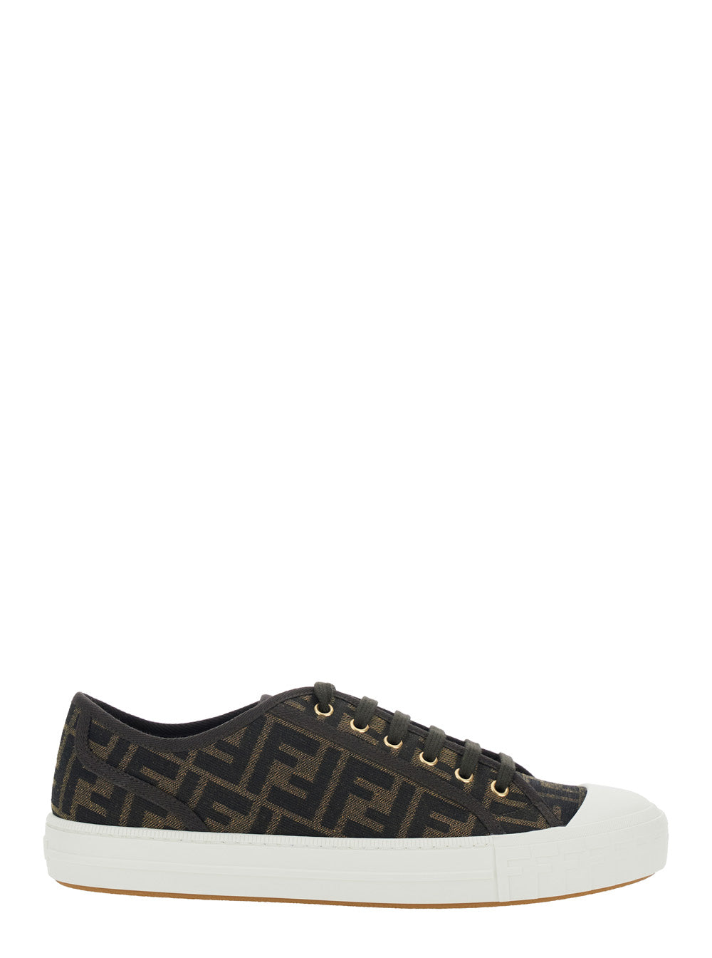 Fendi Men Brown Sneaker With All-Over Ff Motif In Fabric Man FENDI