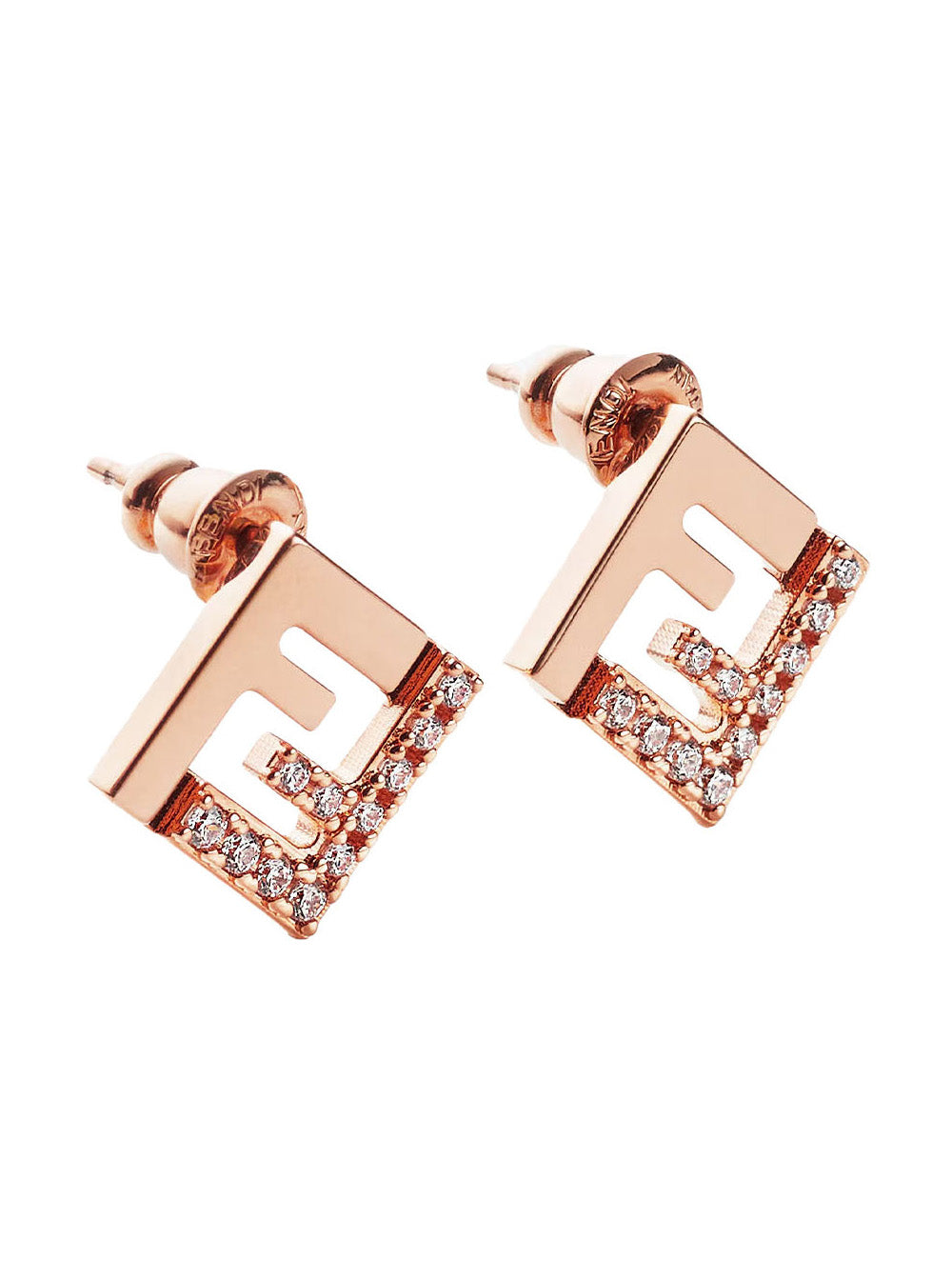 Fendi Women Pink Earings With Ff Silhouette And Crystal Embellishments In Brass Woman FENDI