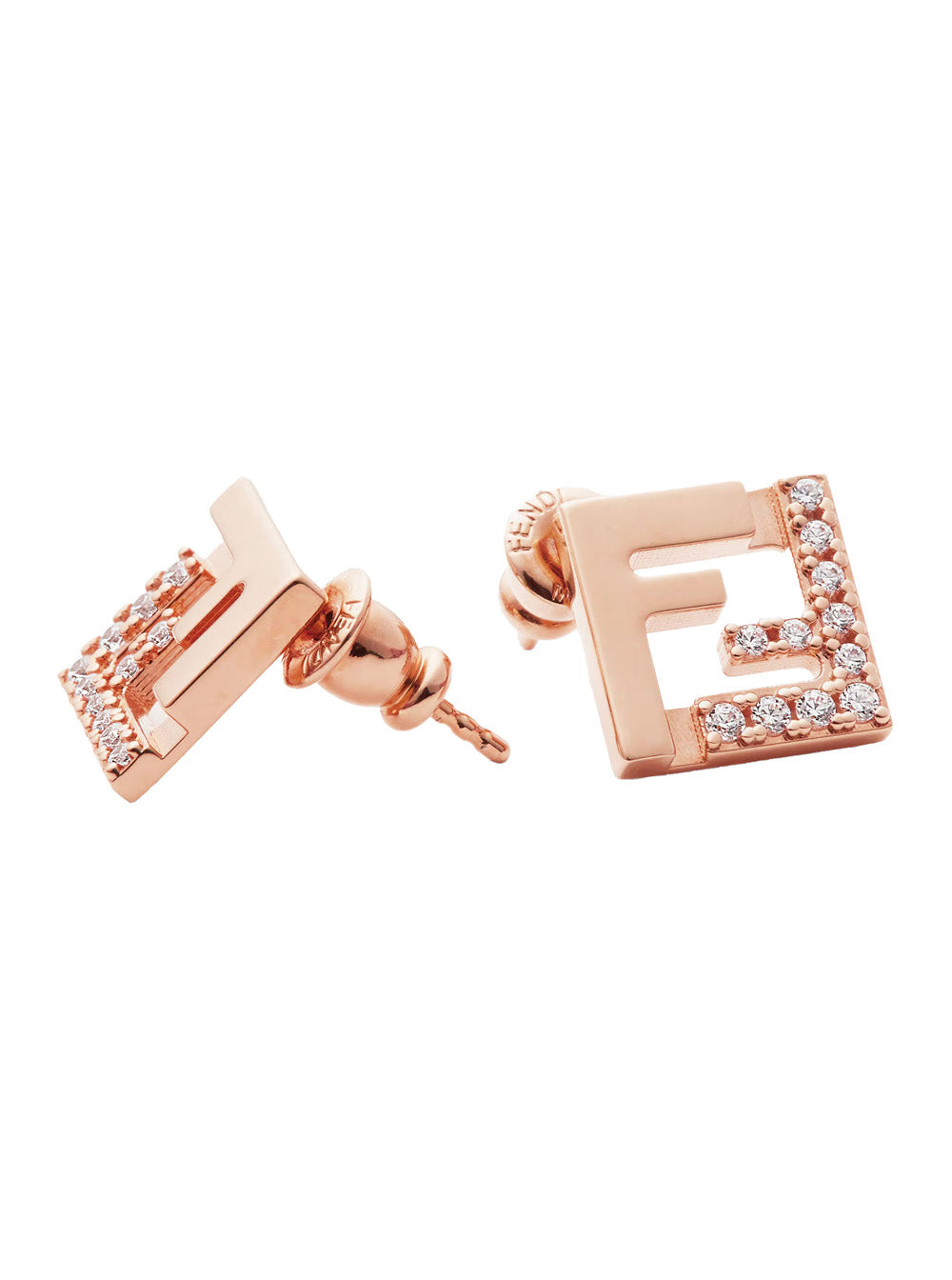 Fendi Women Pink Earings With Ff Silhouette And Crystal Embellishments In Brass Woman FENDI