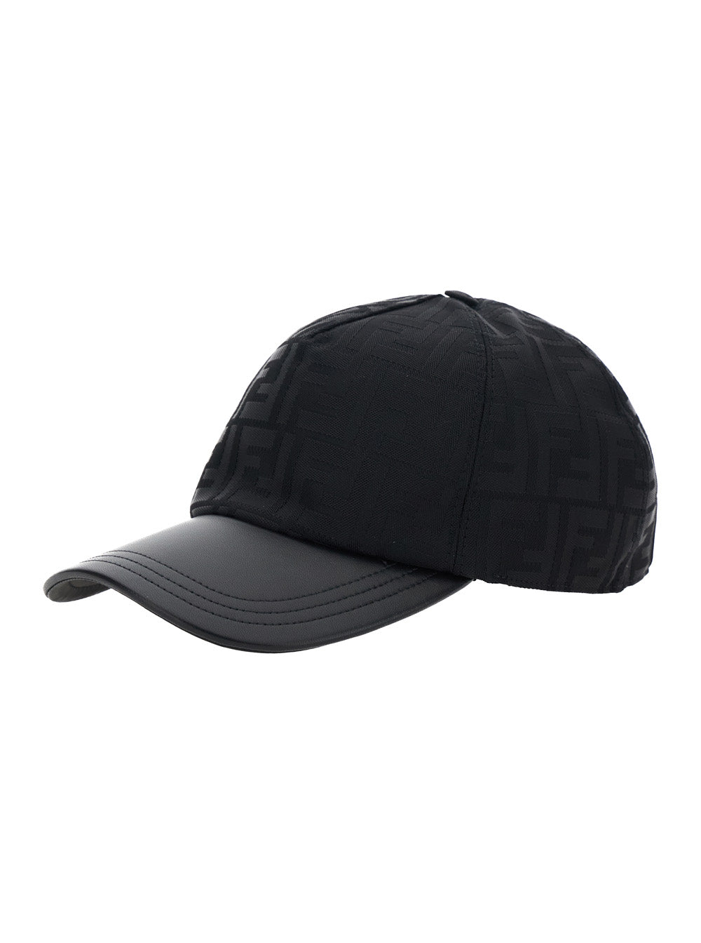 Fendi Men Black Baseball Cap With Curved Brim In Ff Canvas Man FENDI