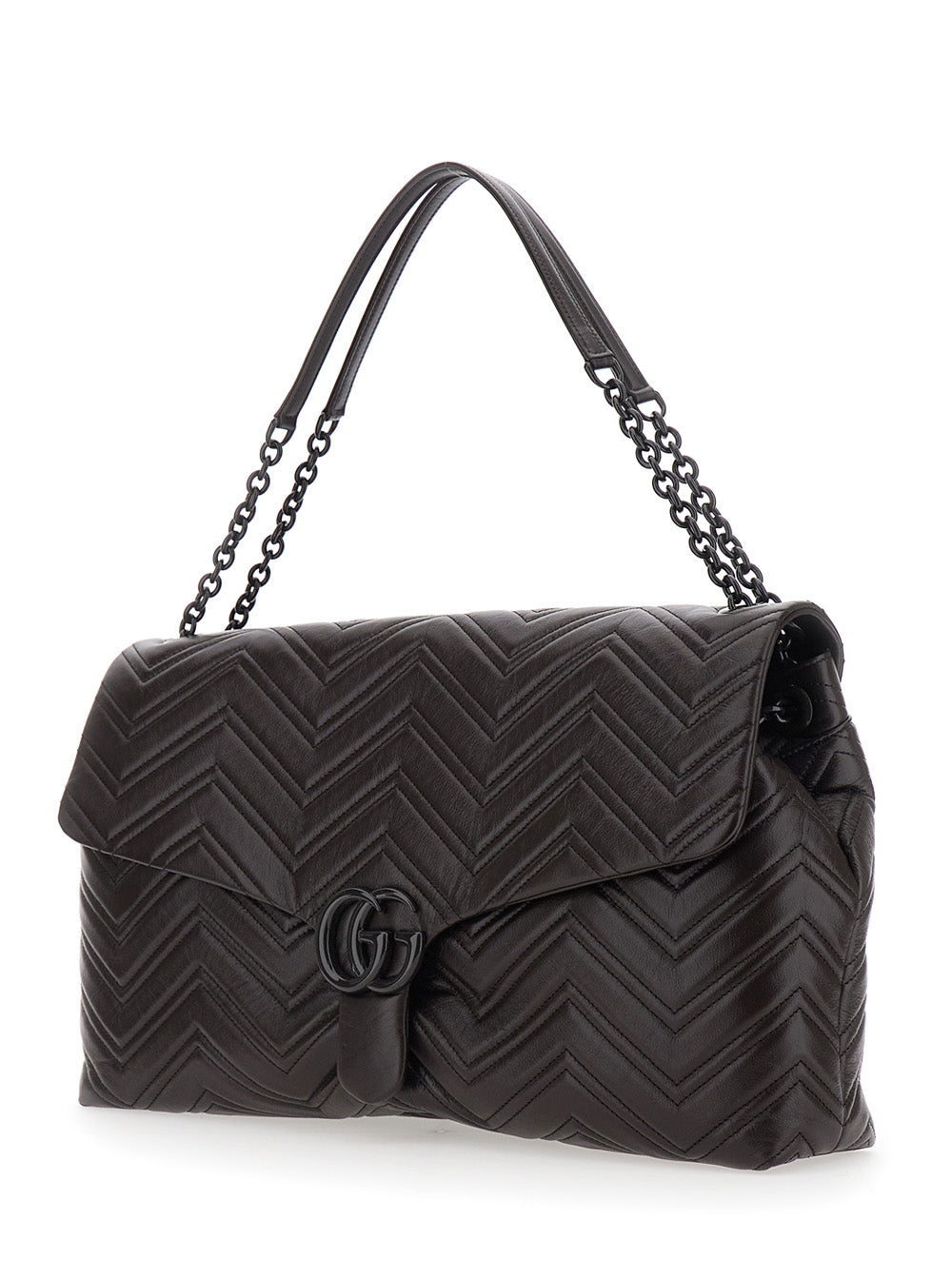 Gucci Women Brown Crossbody Bag With Sliding Chain-Link Shoulder Strap And Gg Plaque On The Front In Leather Woman GUCCI