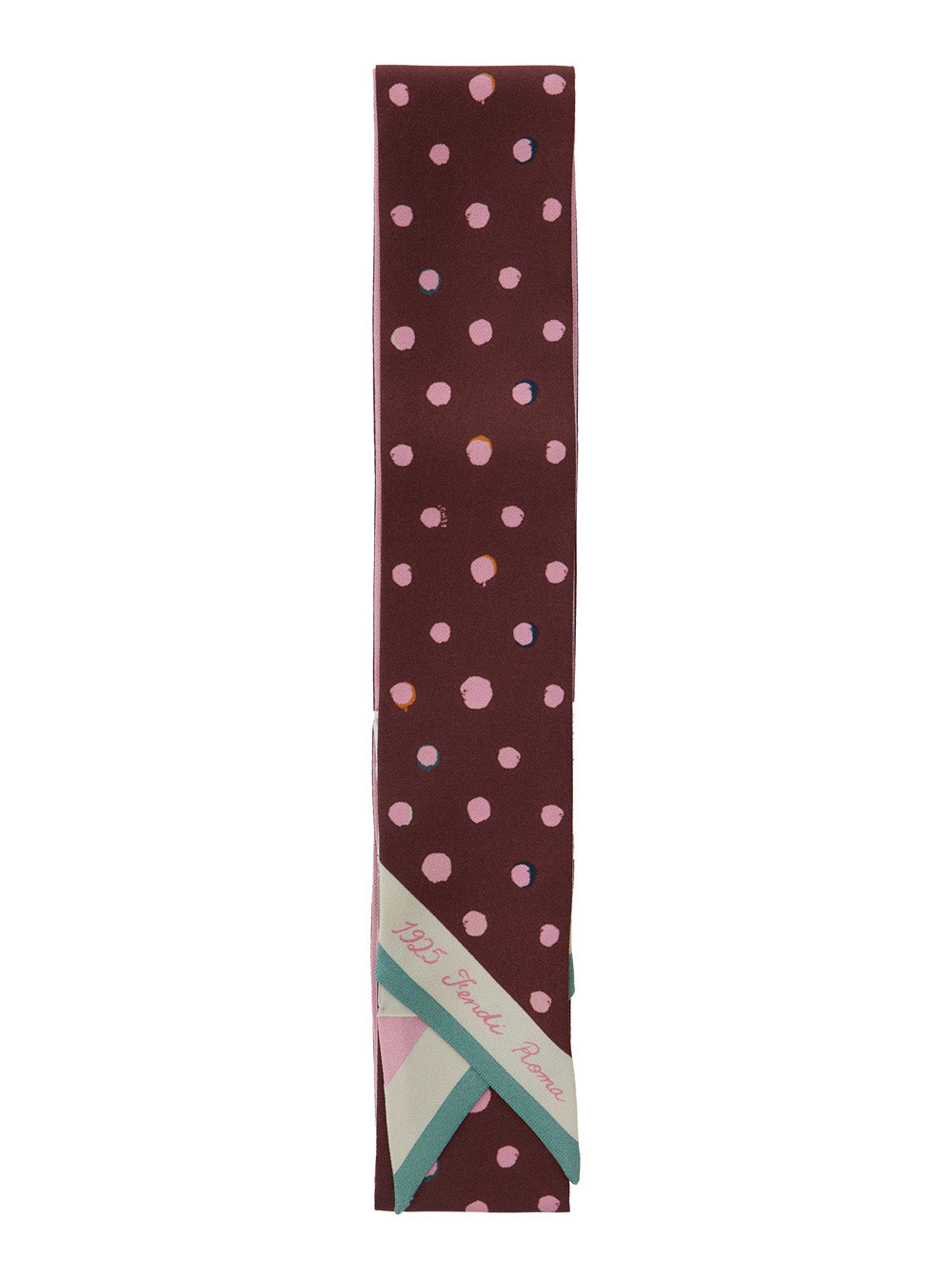 Fendi Women Multicolor Scarf With Polka Dot Pattern And Logo Lettering In Silk Woman