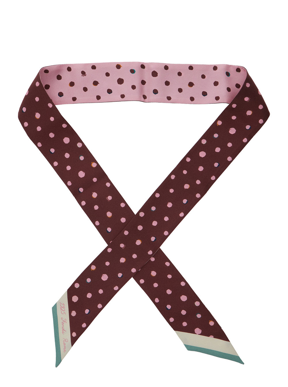 Fendi Women Multicolor Scarf With Polka Dot Pattern And Logo Lettering In Silk Woman