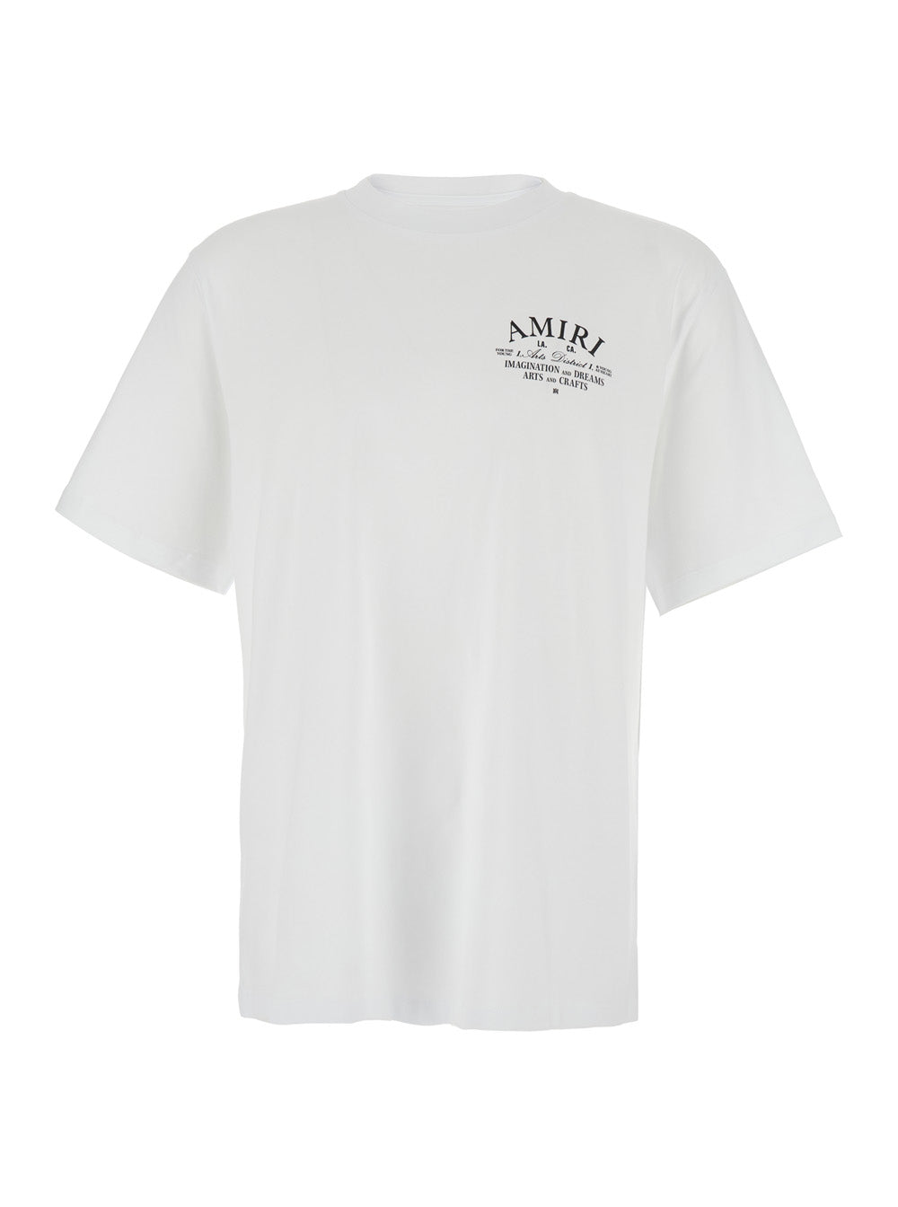 Amiri Men Crew Neck T-Shirt With Logo Lettering On Front And Back In White Cotton For Men AMIRI