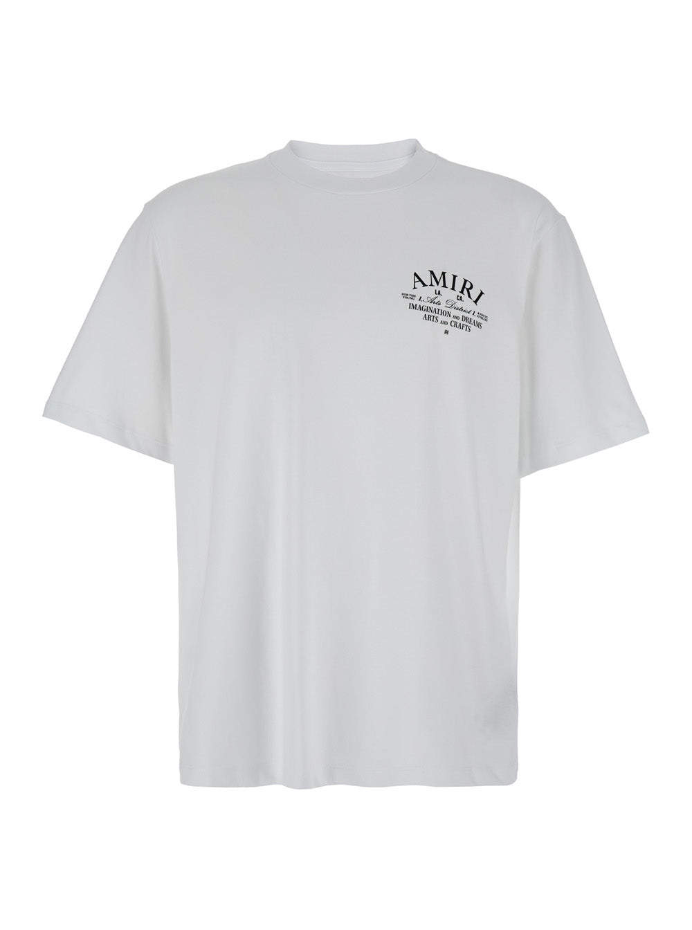 Amiri Men White Crew Neck T-Shirt With Logo Print On The Front In Cotton For Men AMIRI