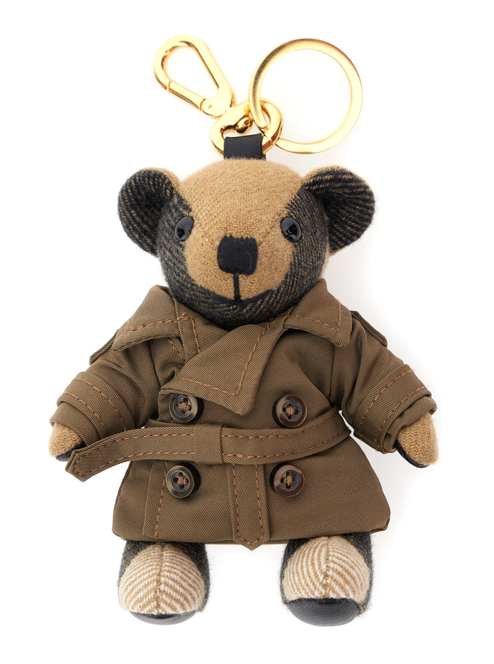 Burberry Women Brown  'Thomas City' Keychain With Bear Charm And Lobster Claw In Cashmere And Metal Woman BURBERRY