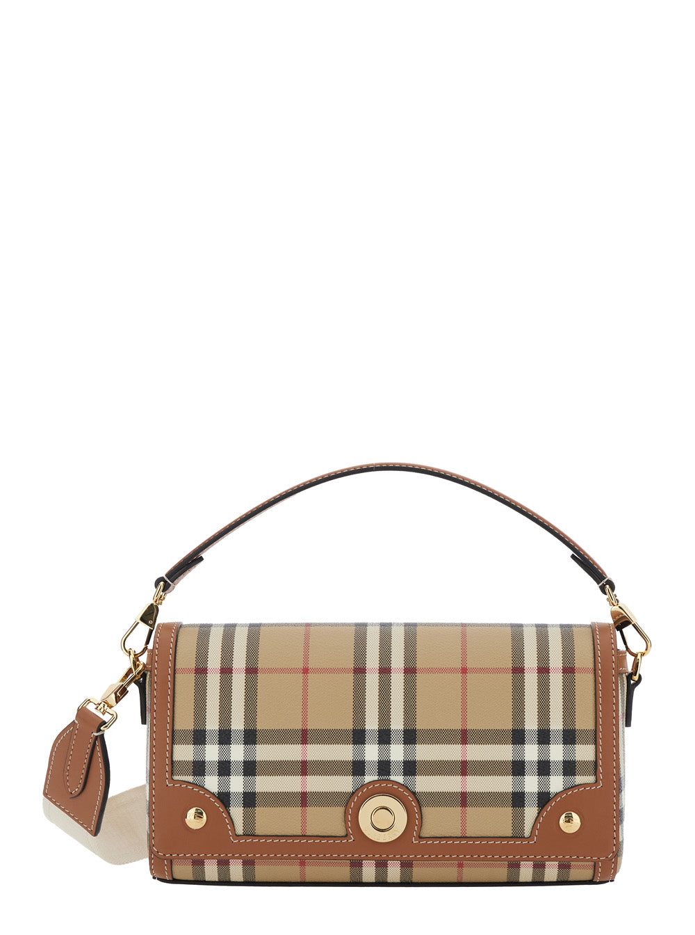 Burberry Women Beige Handbag With Adjustable And Removable Shoulder Strap And All-Over Check Motif In Cotton Blend For Women BURBERRY