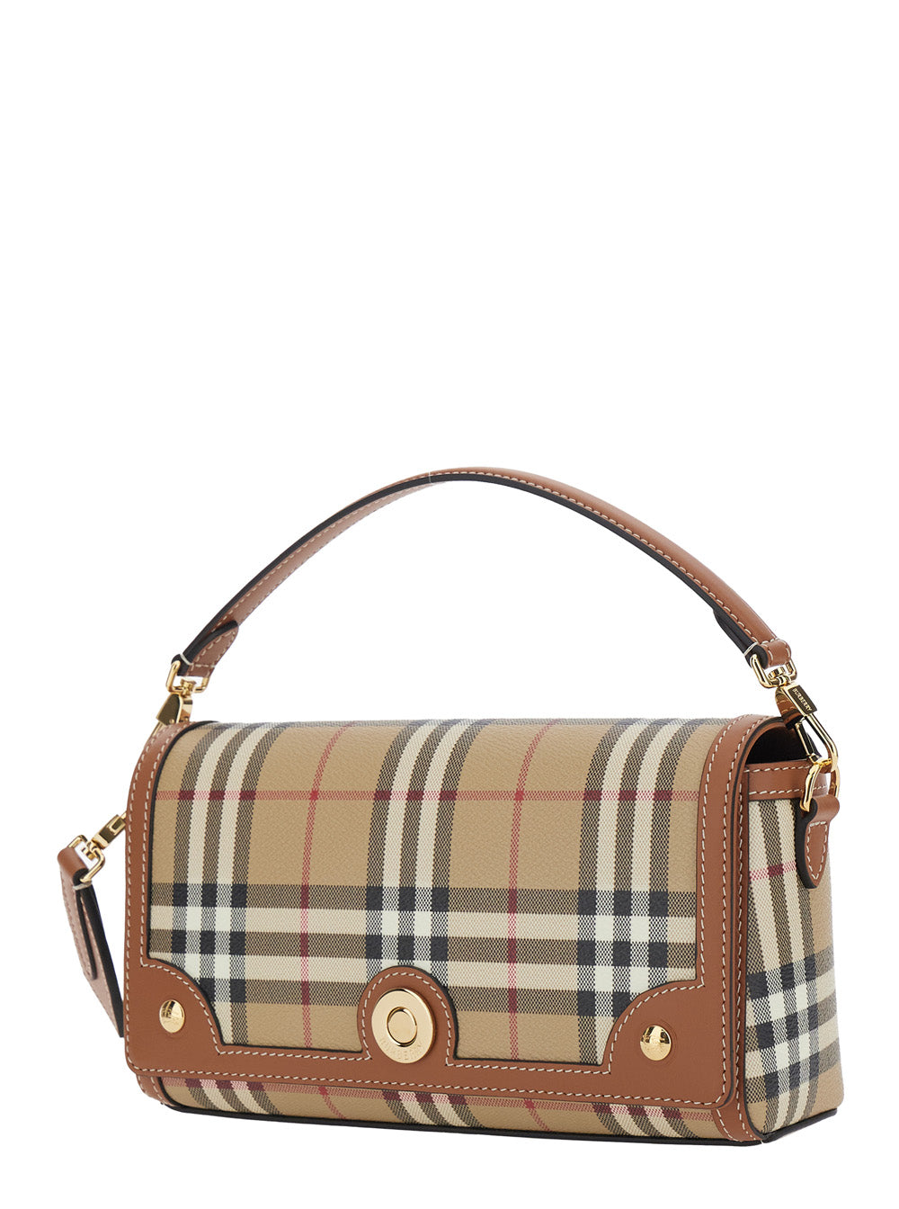 Burberry Women Beige Handbag With Adjustable And Removable Shoulder Strap And All-Over Check Motif In Cotton Blend For Women BURBERRY