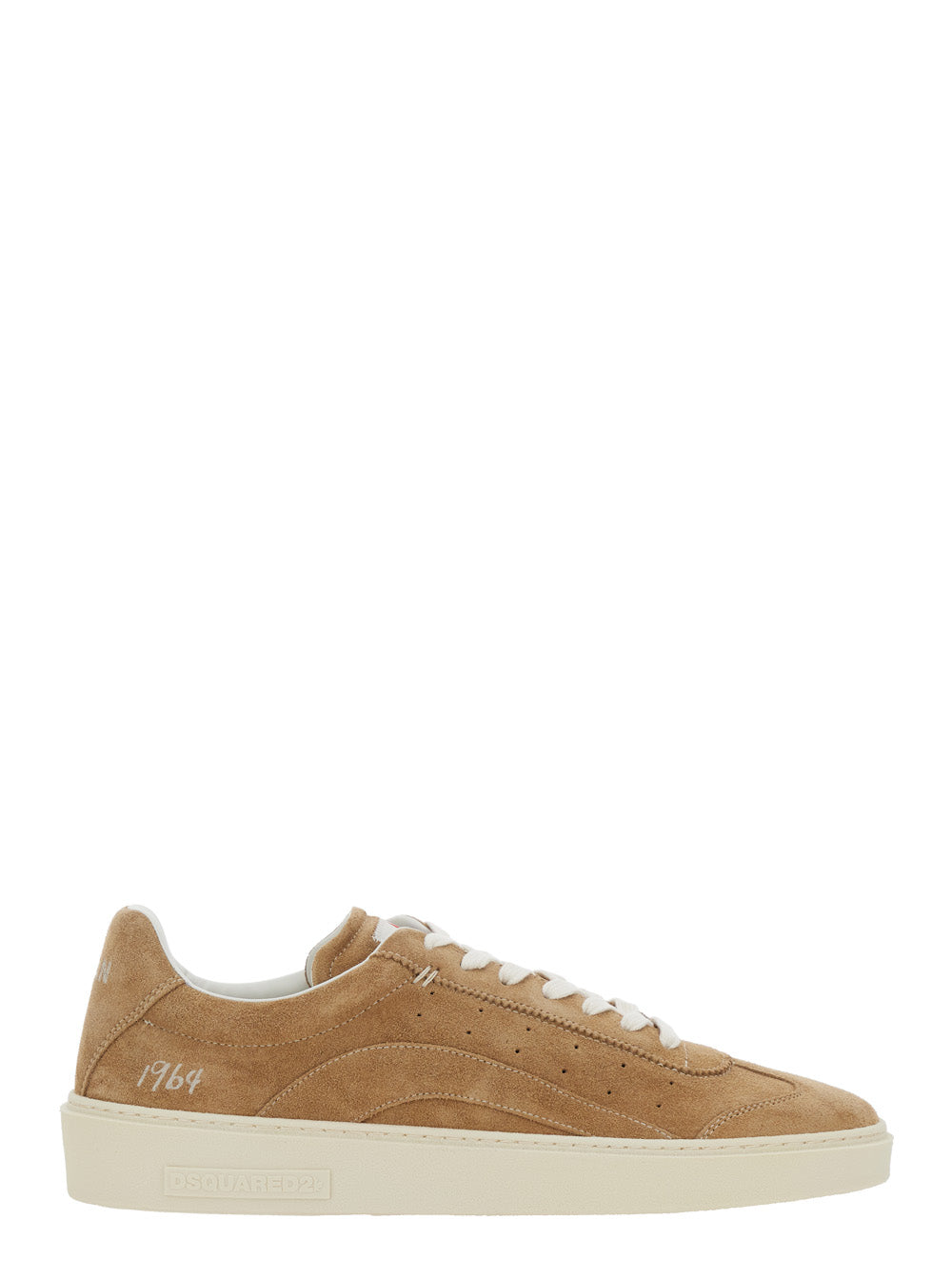 Dsquared2 Men Beige Low Top Sneaker With Logo Patch On The Tongue And Logo Lettering On The Heel In Suede For Men DSQUARED2