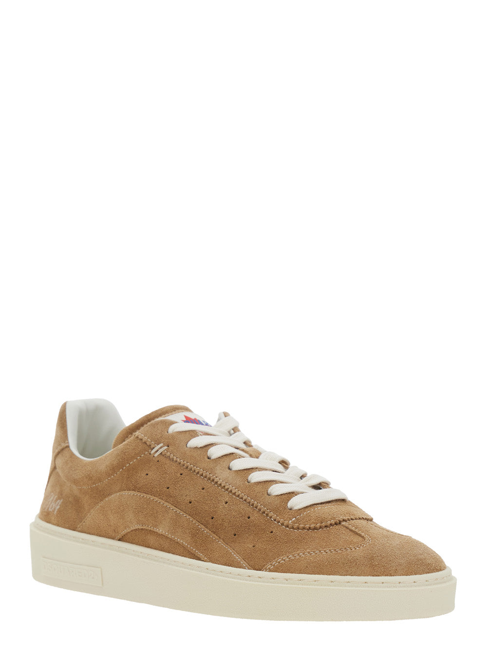 Dsquared2 Men Beige Low Top Sneaker With Logo Patch On The Tongue And Logo Lettering On The Heel In Suede For Men DSQUARED2