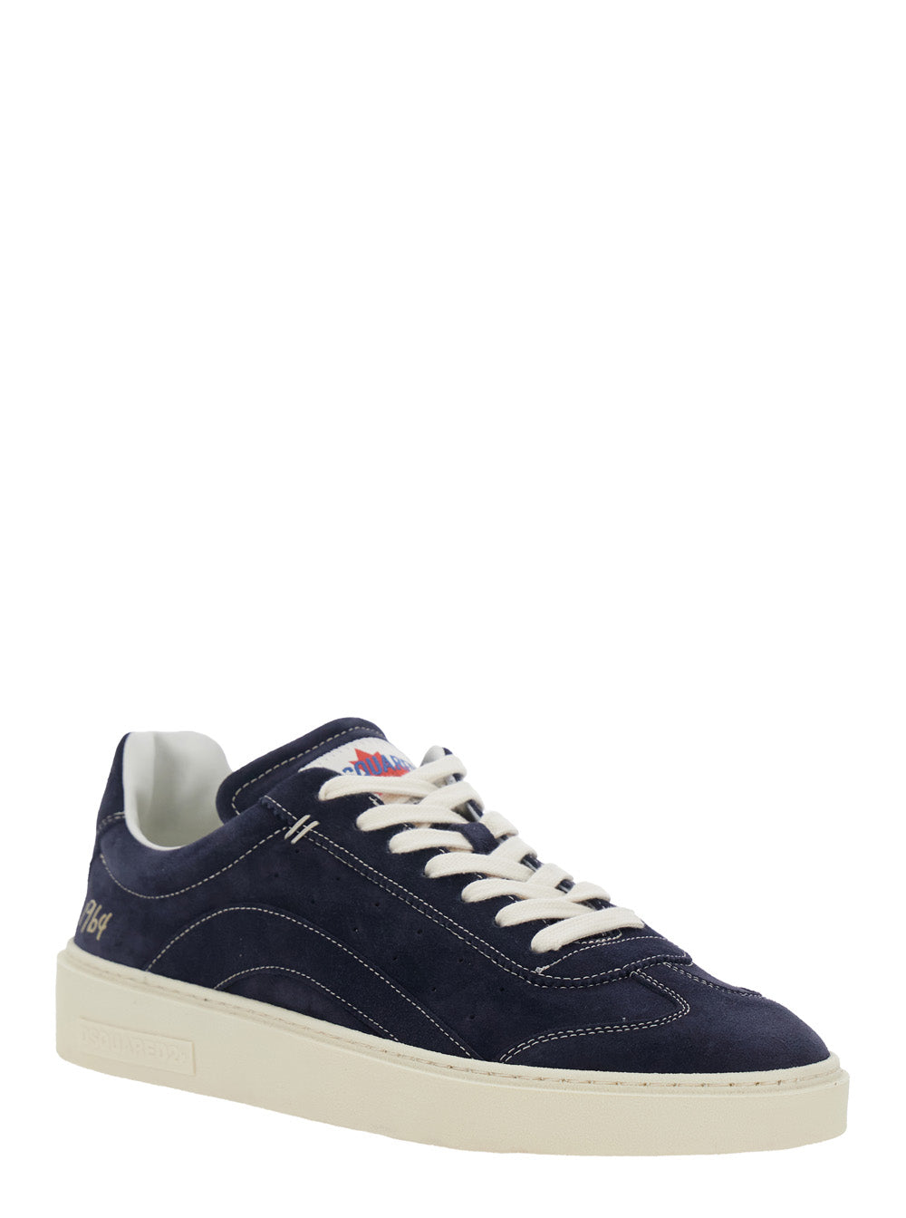 Dsquared2 Men Blue Low Top Sneakers With Logo Patch On The Tongue And Logo Lettering On The Heel In Suede For Men DSQUARED2