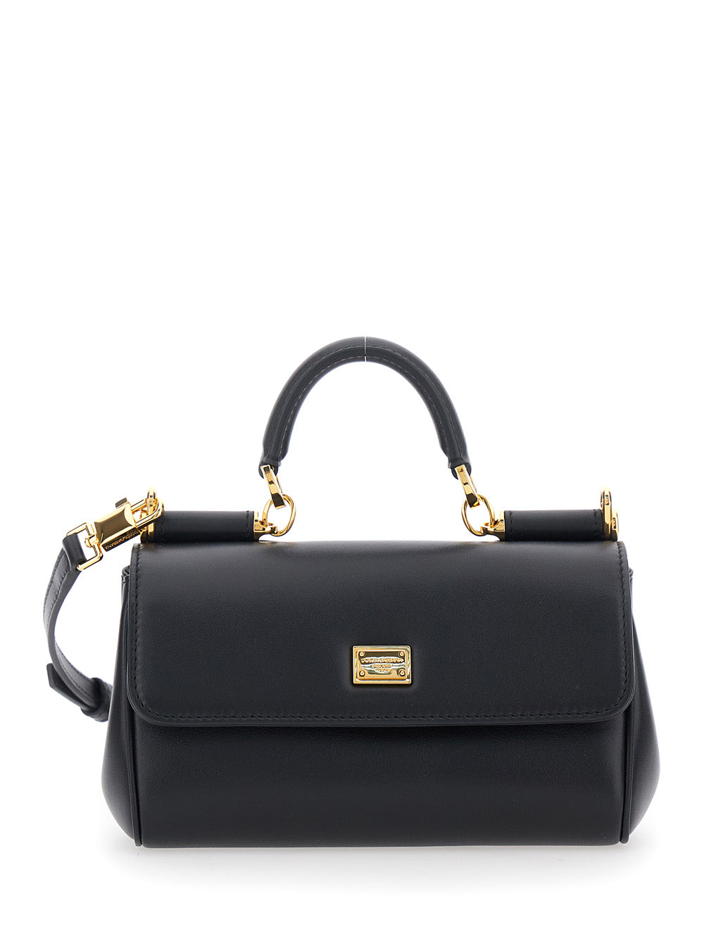 Dolce & Gabbana Women 'My Sicily' Black Mini Crossbody Bag With Adjustable And Removable Shouder Strap And Logo Lettering On The Rear In Leather Woman DOLCE & GABBANA