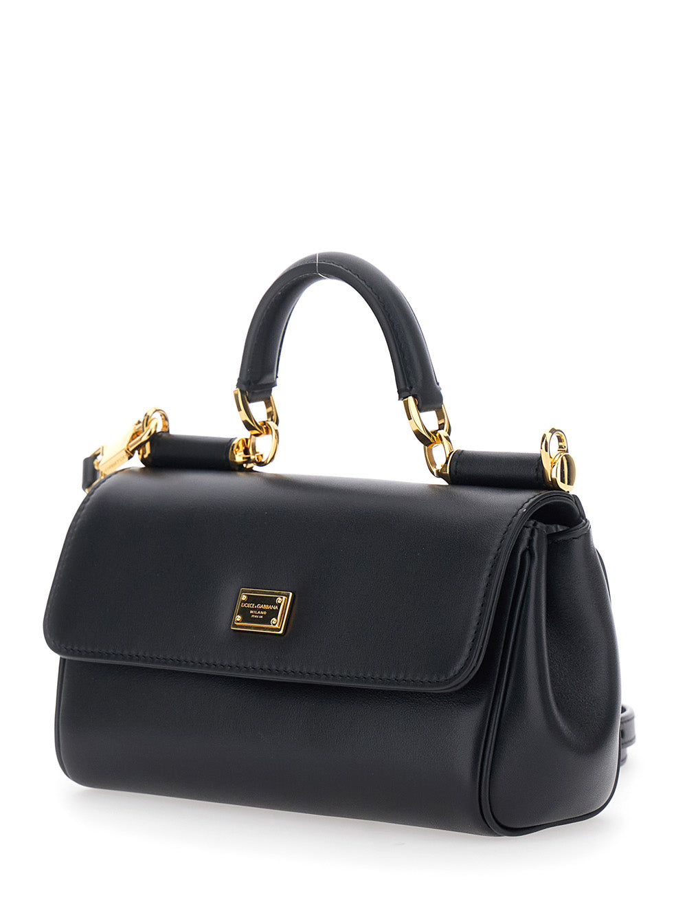 Dolce & Gabbana Women 'My Sicily' Black Mini Crossbody Bag With Adjustable And Removable Shouder Strap And Logo Lettering On The Rear In Leather Woman DOLCE & GABBANA