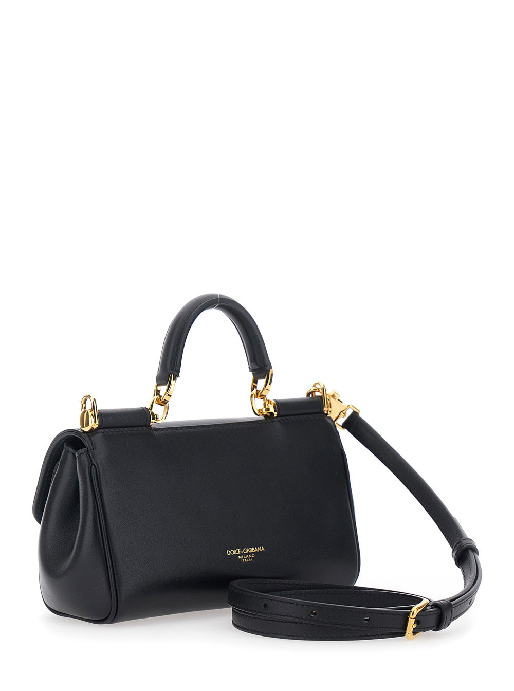 Dolce & Gabbana Women 'My Sicily' Black Mini Crossbody Bag With Adjustable And Removable Shouder Strap And Logo Lettering On The Rear In Leather Woman DOLCE & GABBANA