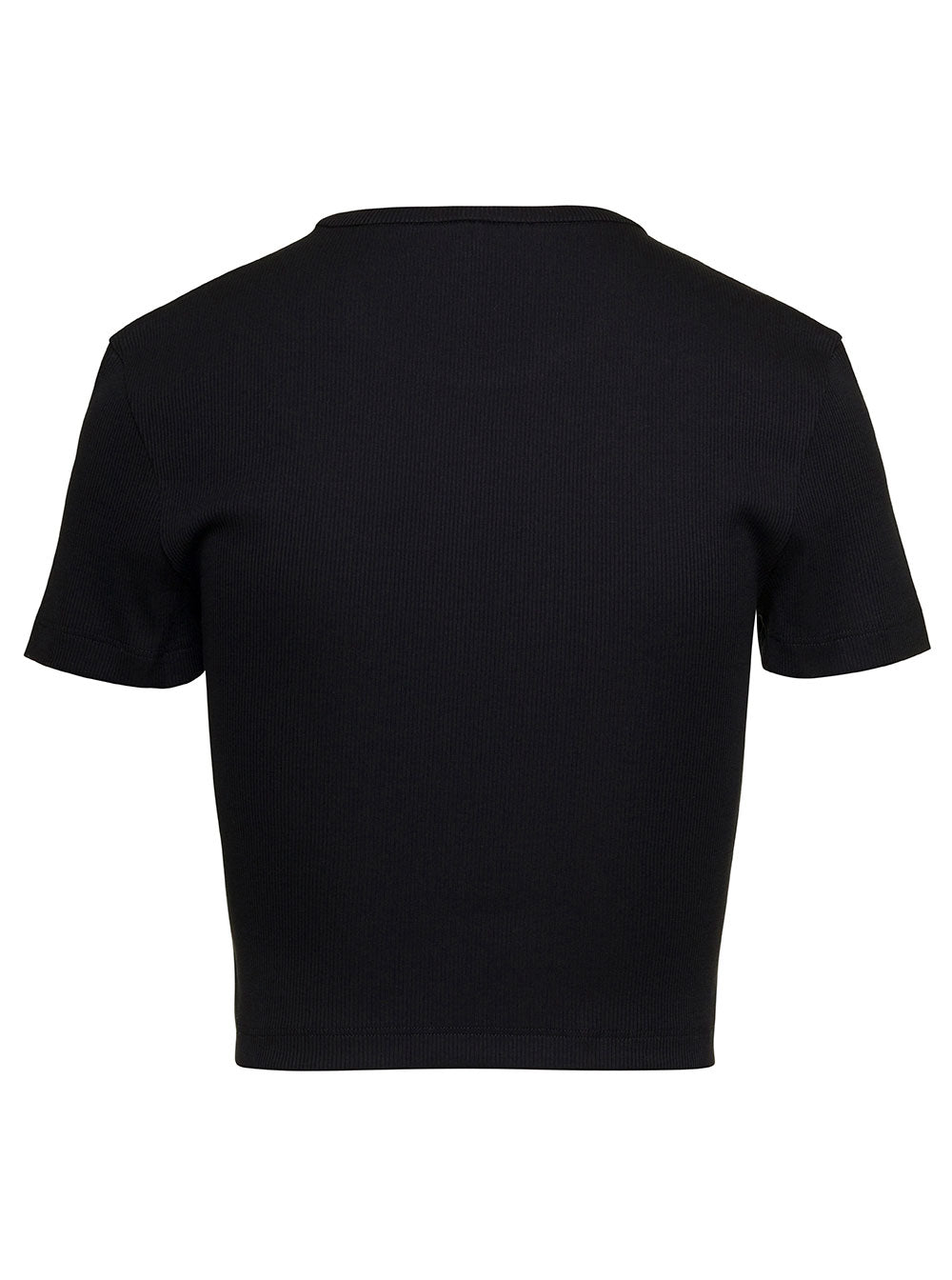Fendi Women Black T-Shirt With Logo Detail In Stretch Cotton For Women FENDI