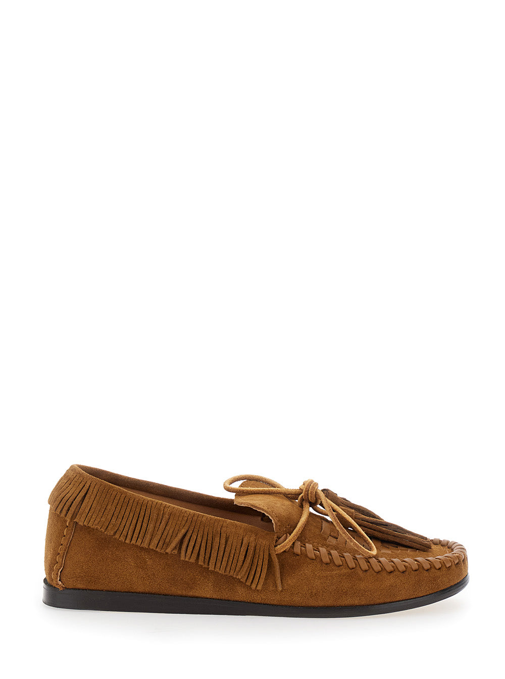 Isabel Marant Women Loafers 'Fitza' With Fringed Details And Bow On The Front In Brown Suede For Women ISABEL MARANT