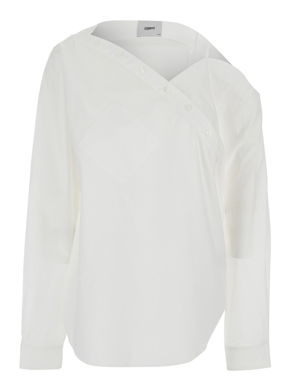 Coperni Women 'Heart' White Shirt With Asymmetrical Buttoning And Chest Pocket In Cotton Woman COPERNI
