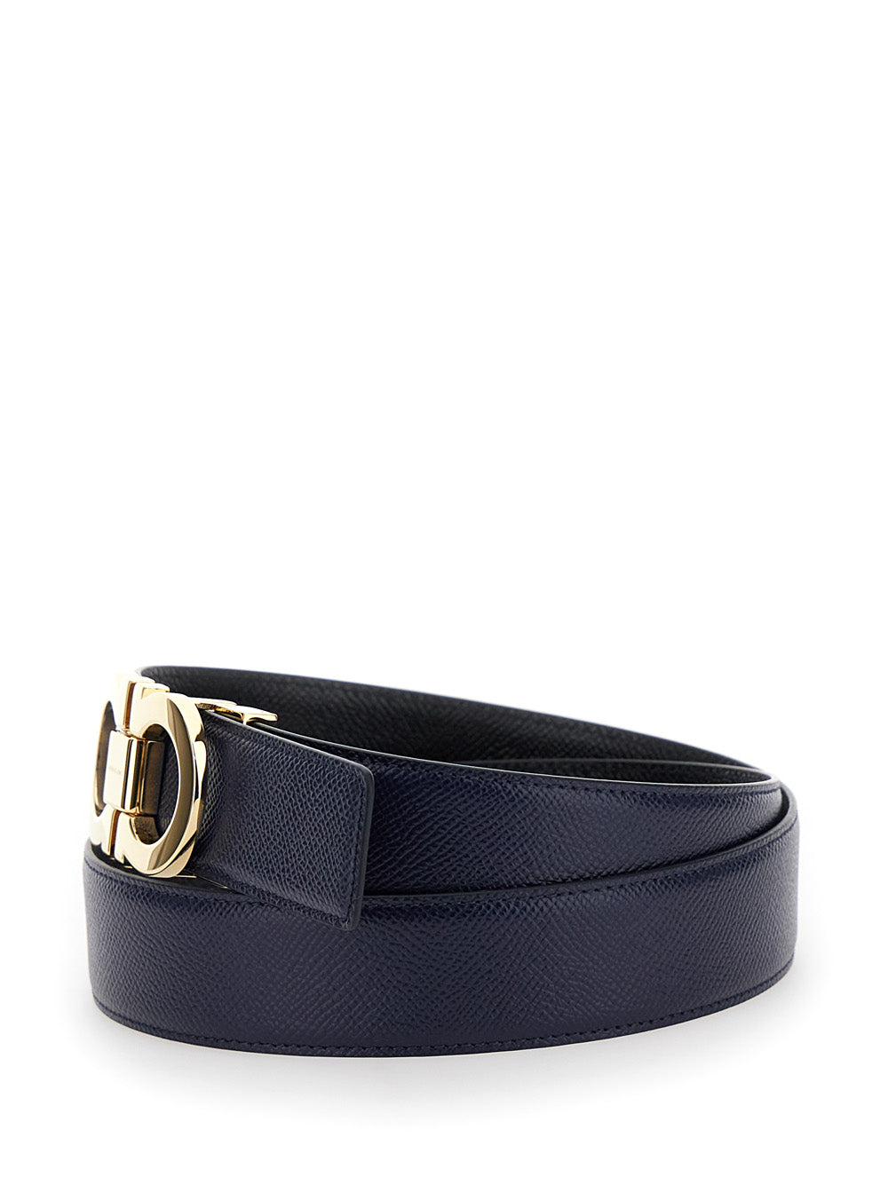 Ferragamo Men Black Reversible Belt With Gancini Buckle In Leather Man FERRAGAMO