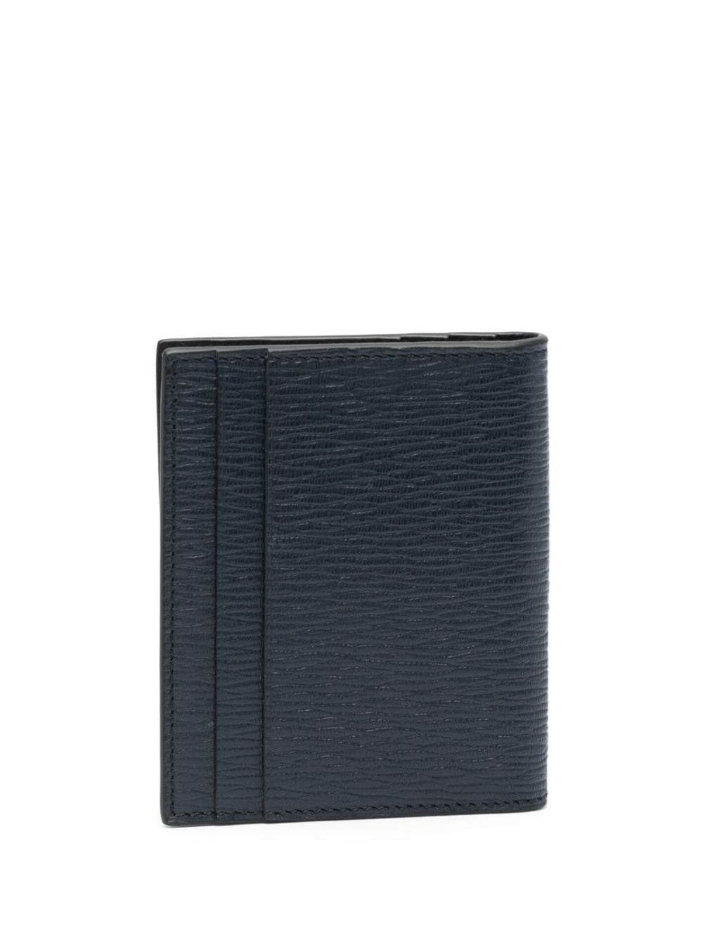 Ferragamo Men Blue Card Holder With Metallic Gancini Logo On The Front In Leather Man FERRAGAMO