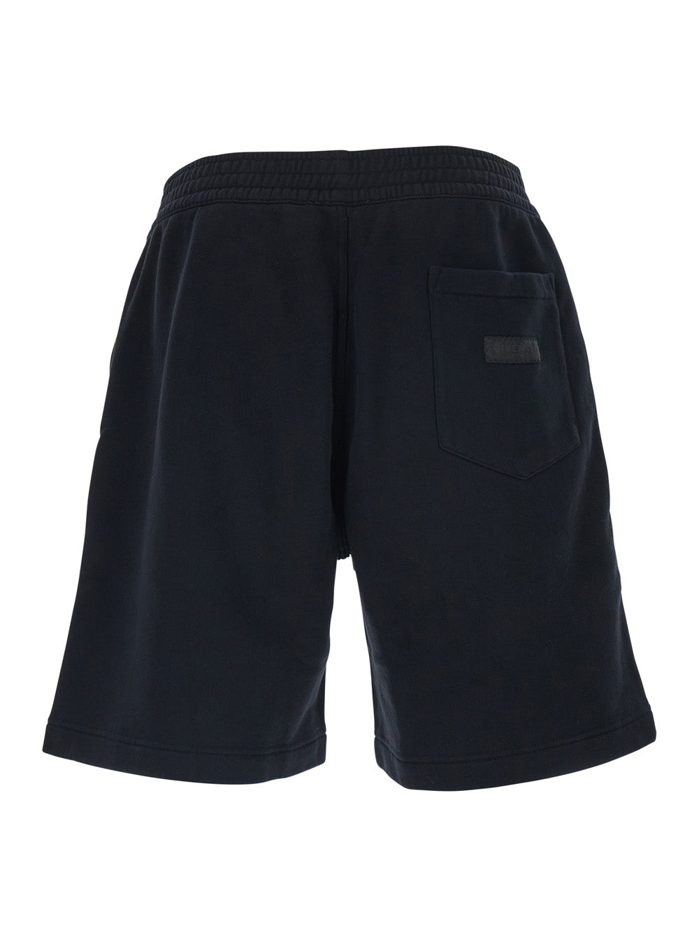 Givenchy Men Black Bermuda Shorts With Elastic Waist And Logo Patch On The Back In Cotton Man GIVENCHY