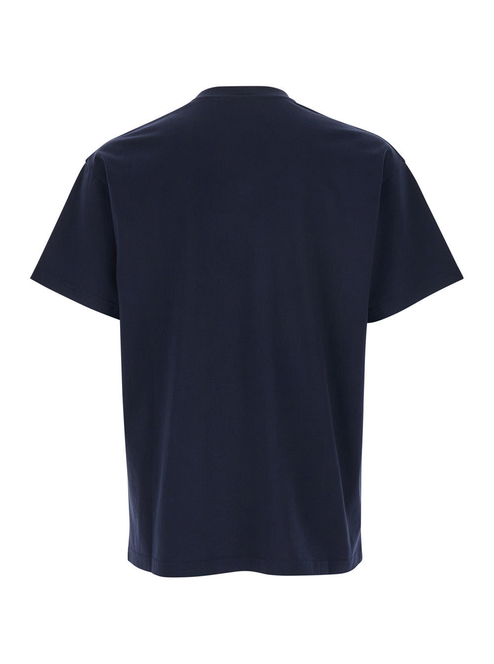 Givenchy Men Blue Crew Neck T-Shirt With Chest Logo Patch In Cotton Man GIVENCHY