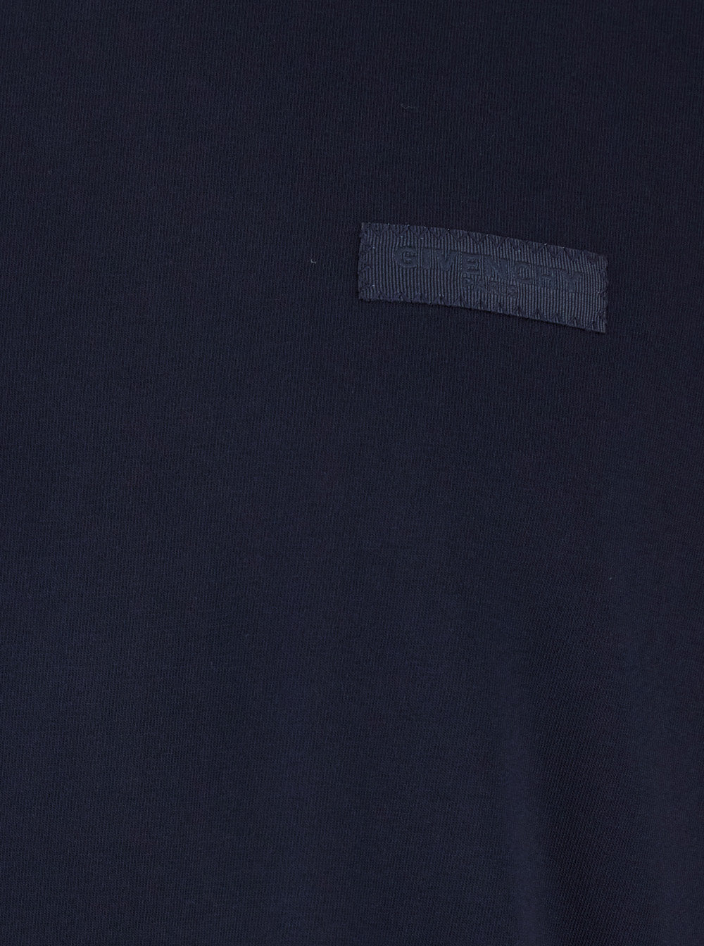 Givenchy Men Blue Crew Neck T-Shirt With Chest Logo Patch In Cotton Man GIVENCHY