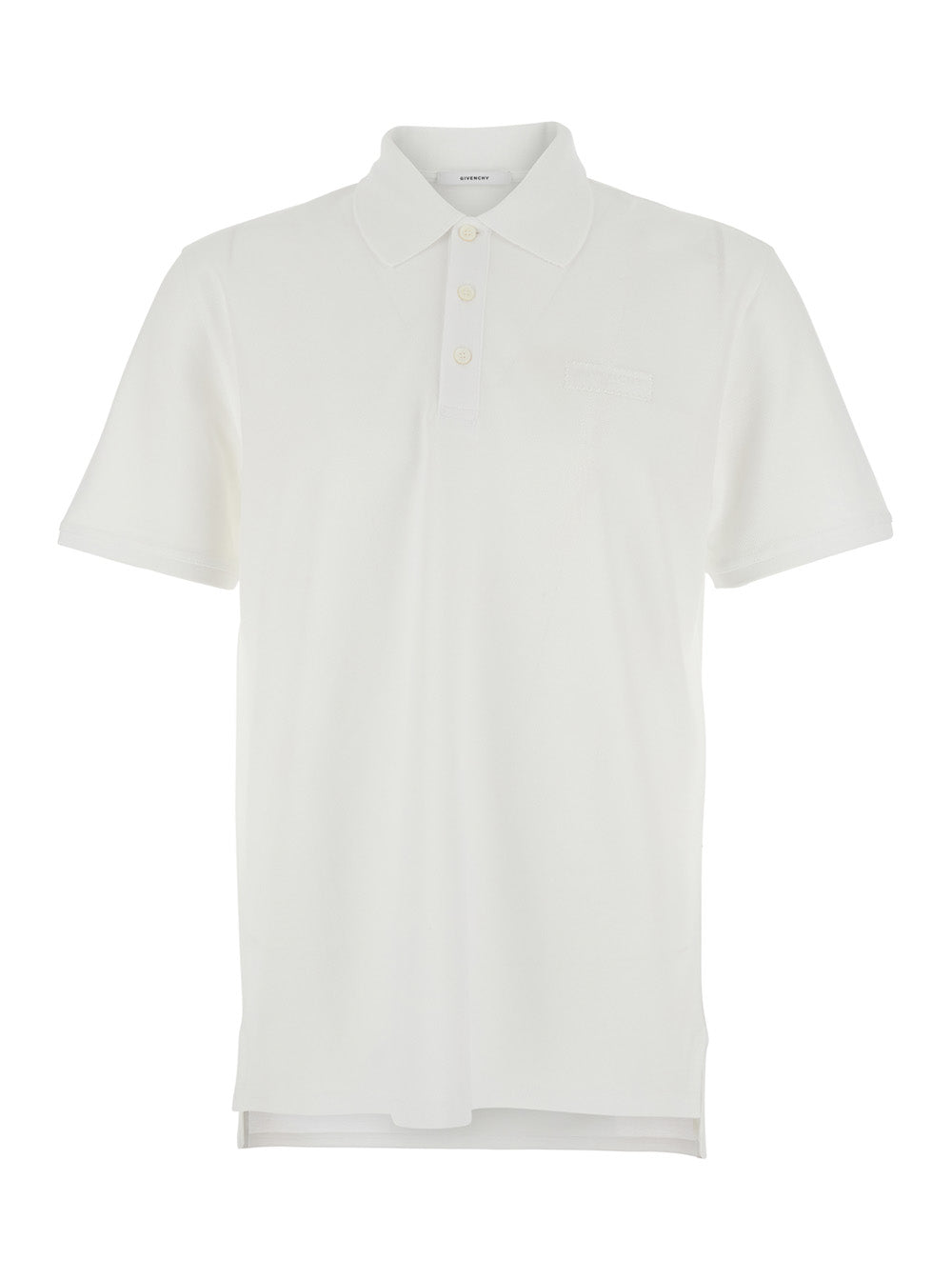 Givenchy Men White Polo Shirt With Classic Collar And Tone-On-Tone Logo Patch On The Front In Cotton For Men GIVENCHY