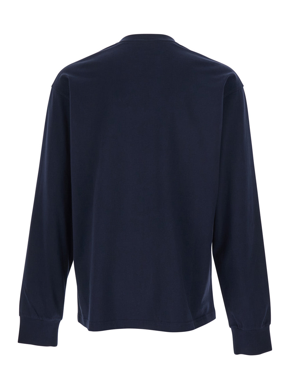 Givenchy Men Blue Long-Sleeved T-Shirt With Logo Patch On The Chest In Cotton For Men GIVENCHY