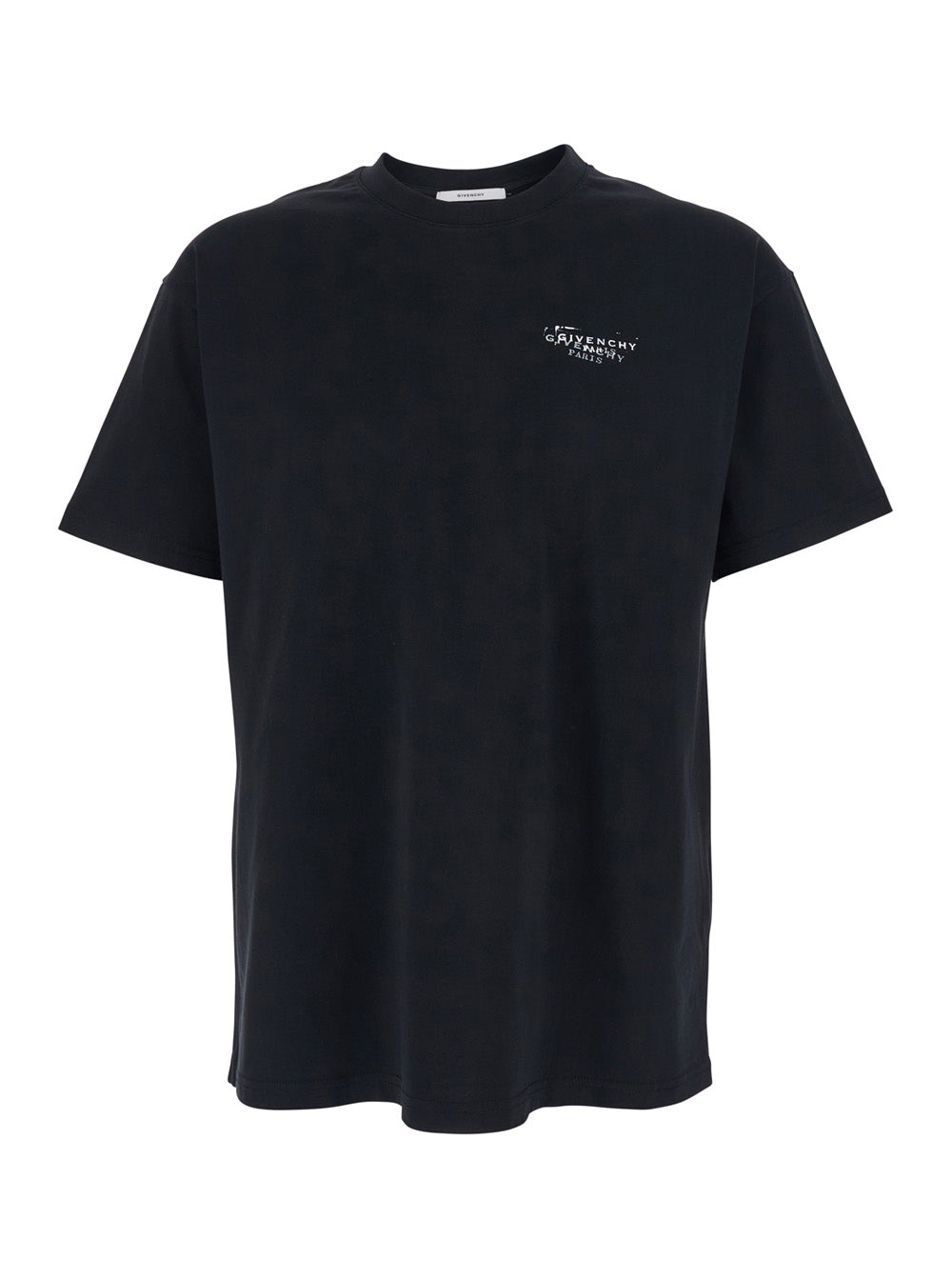 Givenchy Men Black Crew Neck T-Shirt With Logo On Front And Back In Cotton Man GIVENCHY