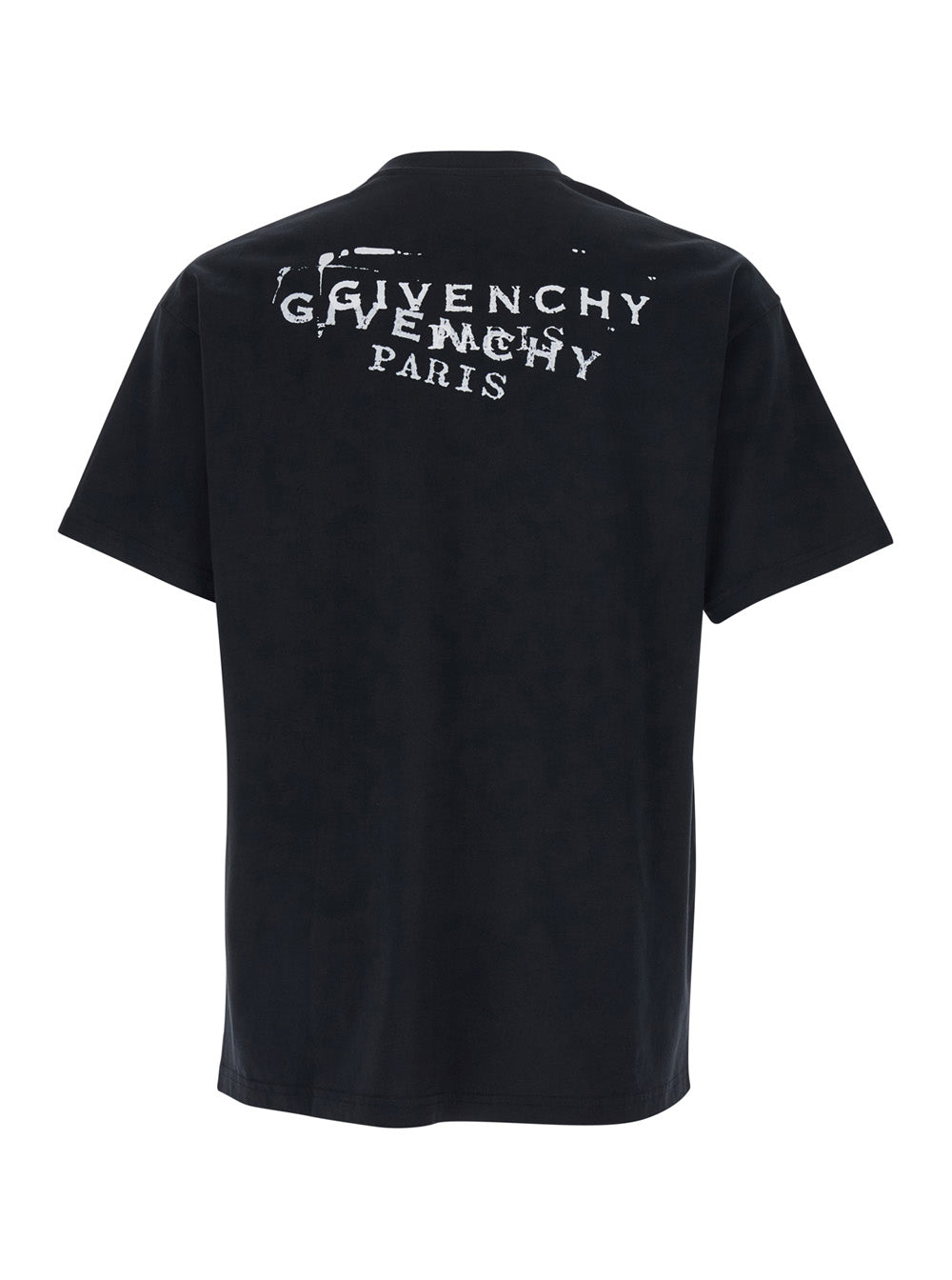 Givenchy Men Black Crew Neck T-Shirt With Logo On Front And Back In Cotton Man GIVENCHY