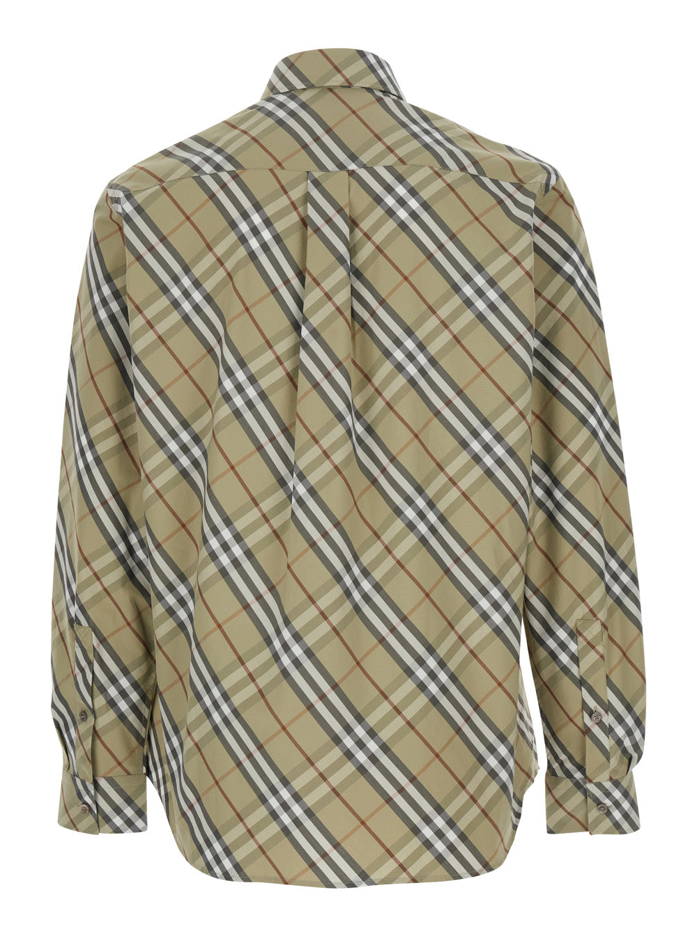 Burberry Men Beige Shirt With Pointed Collar And All-Over Check Motif In Cotton For Men BURBERRY